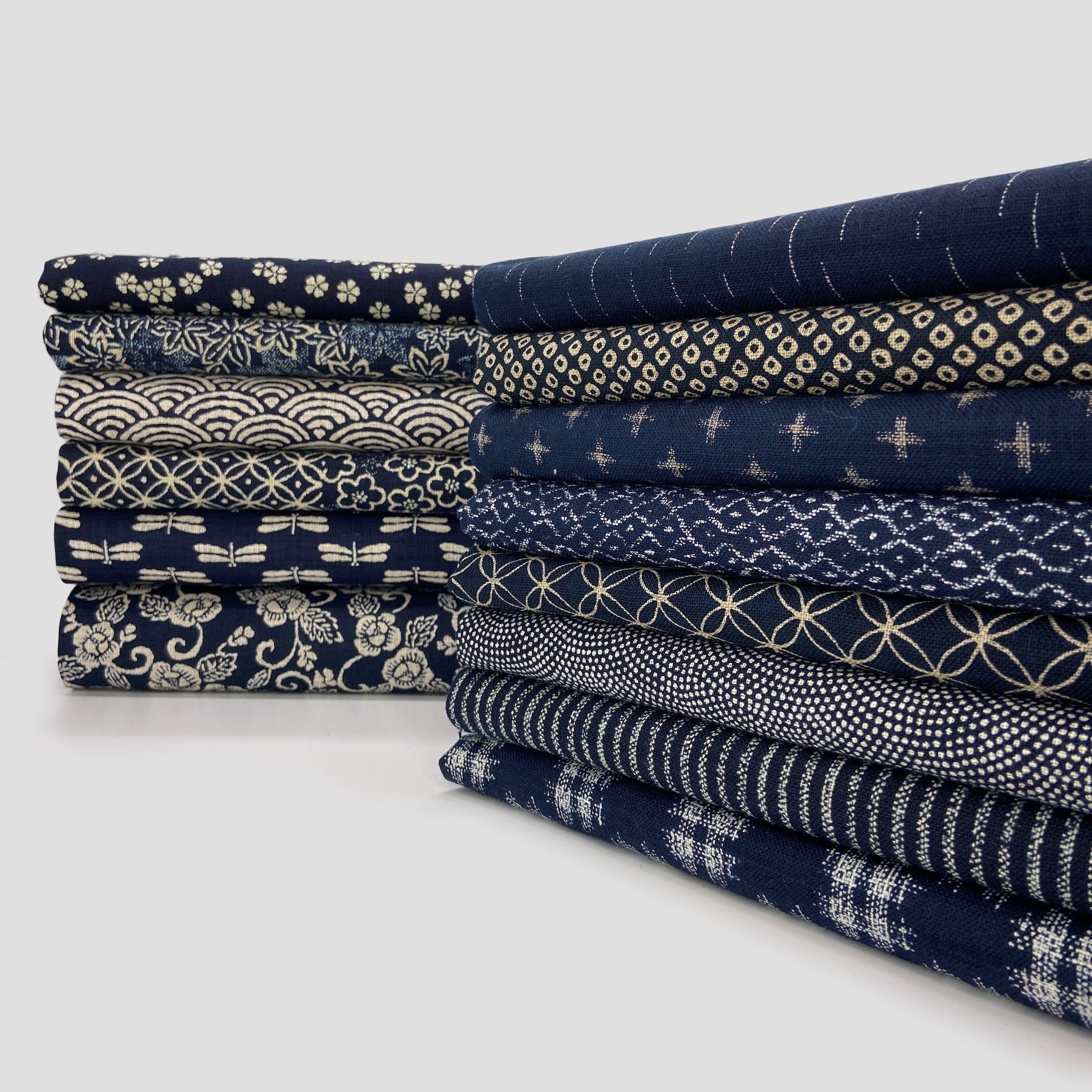 Japanese Cotton Uneven Yarns Sheeting Print - Indigo Basket Weave
