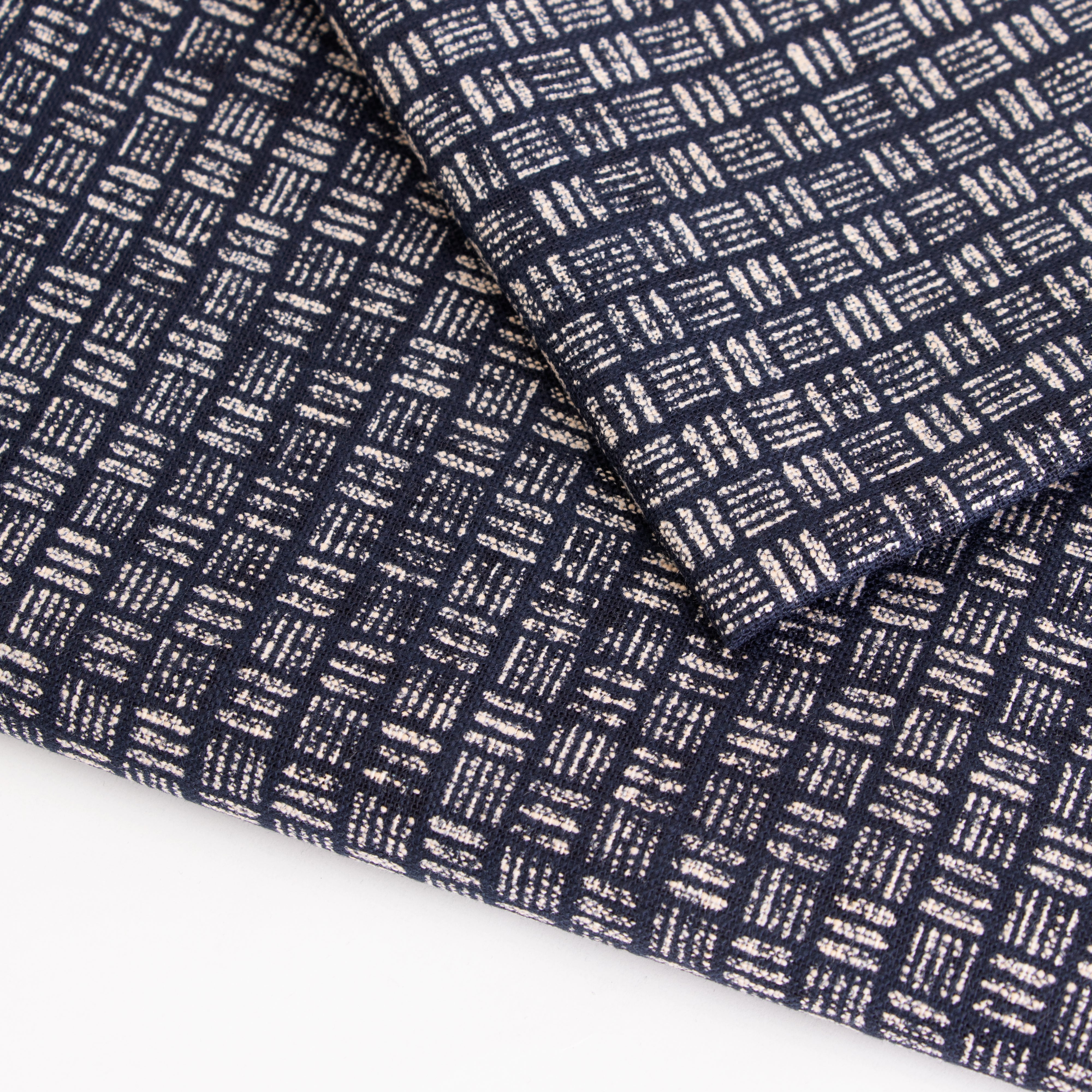 Japanese Cotton Uneven Yarns Sheeting Print - Indigo Basket Weave