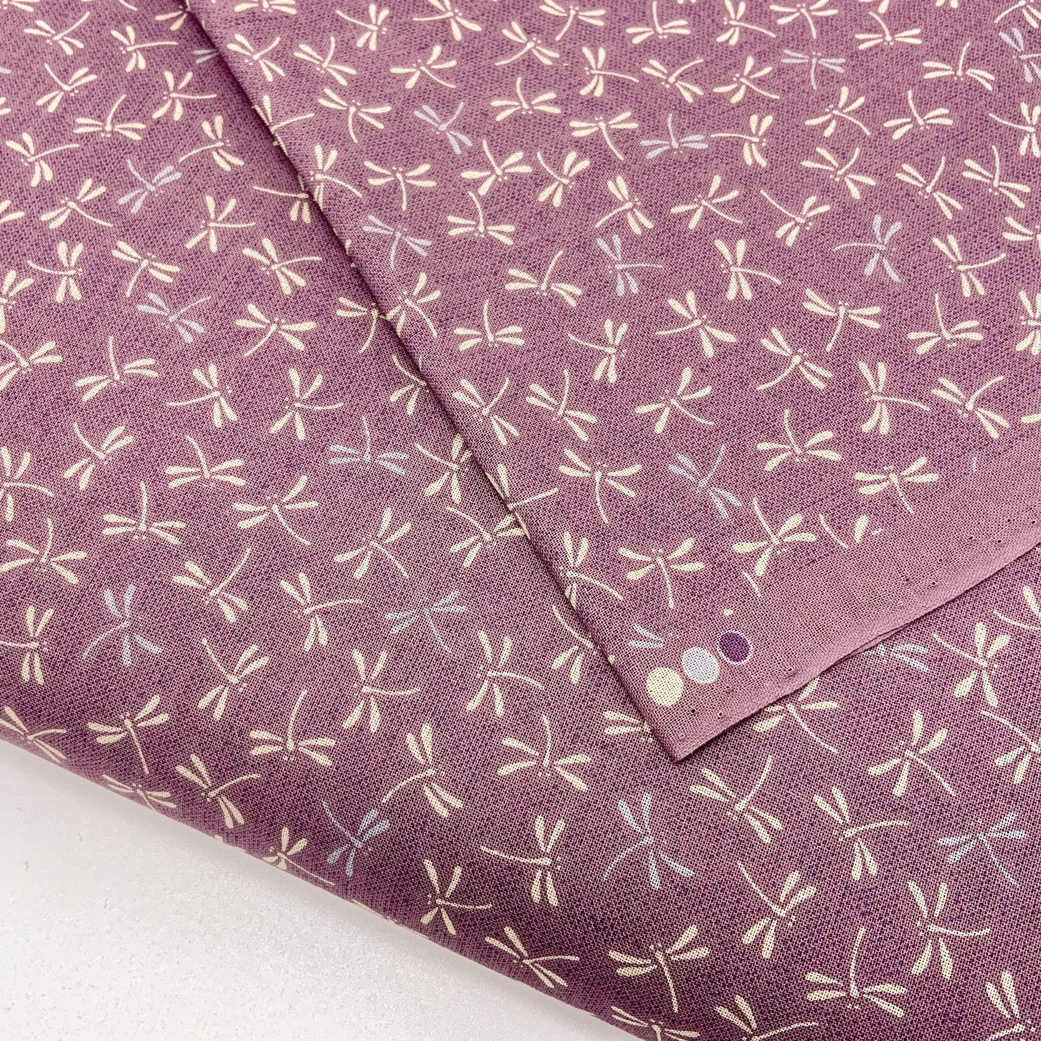 Japanese Cotton Sheeting Print - Dragonflies Mauve