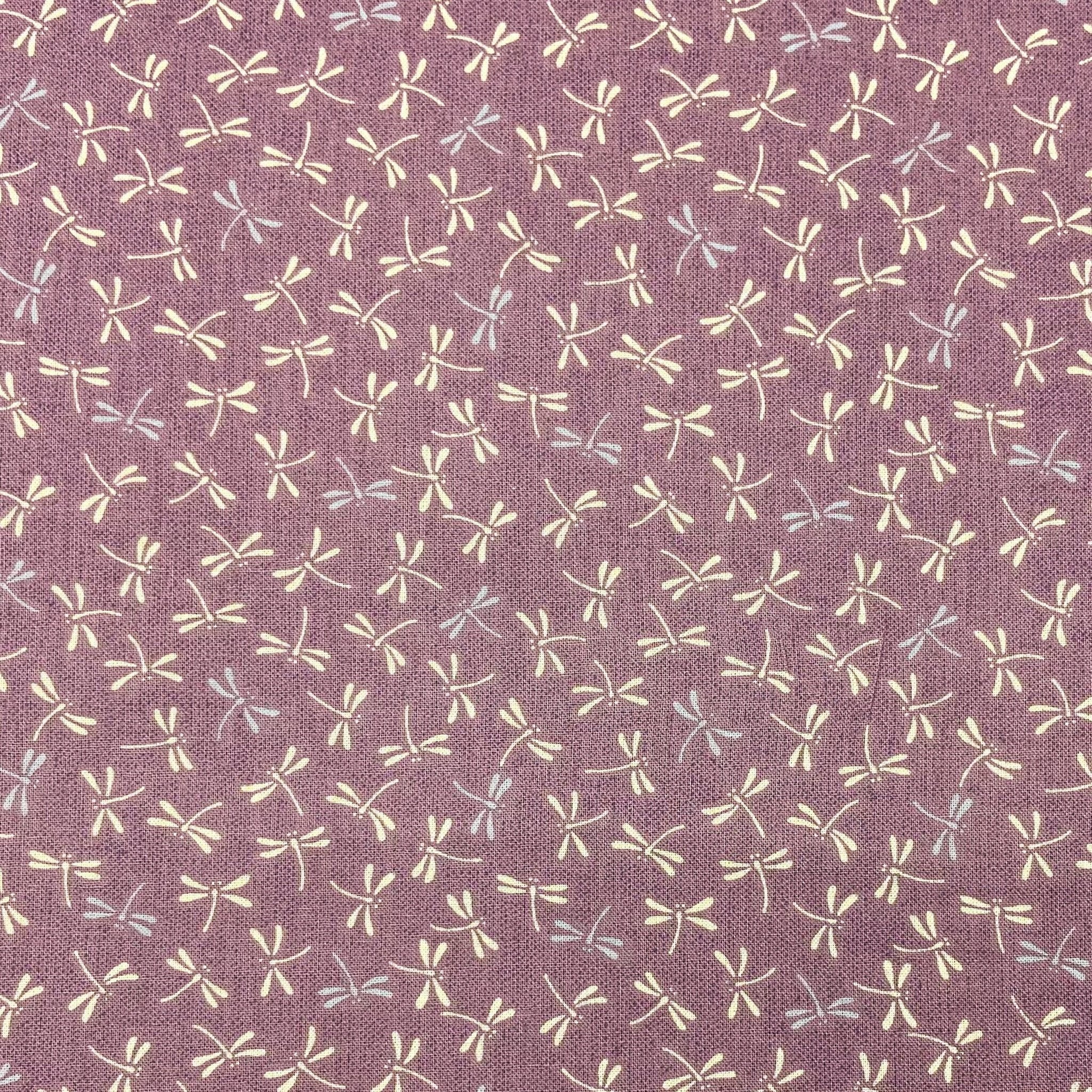 Japanese Cotton Sheeting Print - Dragonflies Mauve