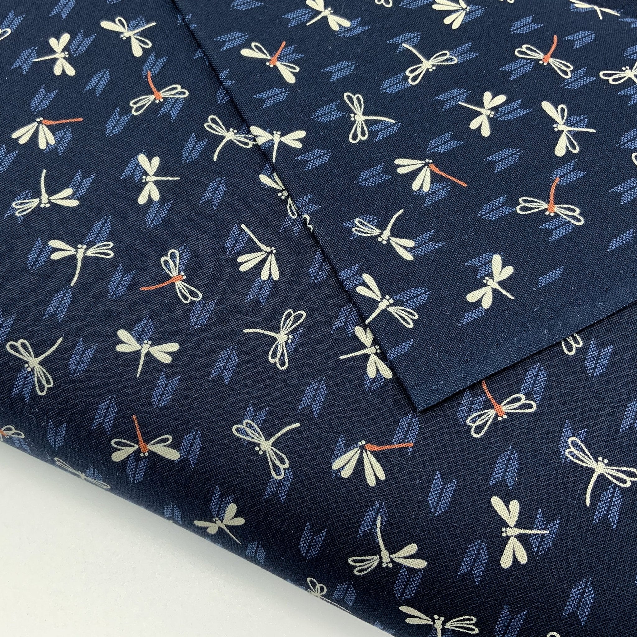 Japanese Cotton Sheeting Print - Dragonflies with Arrows Navy