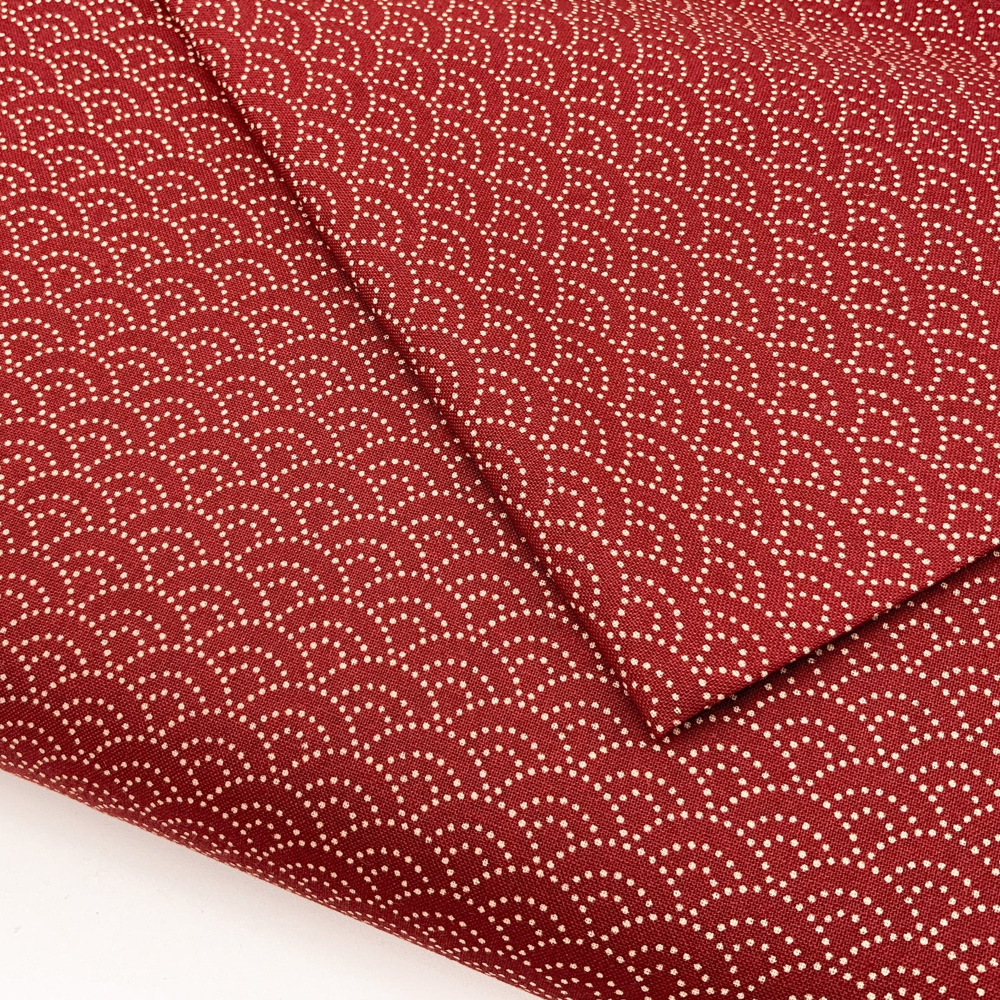 Japanese Cotton Sheeting Print - Waves Red