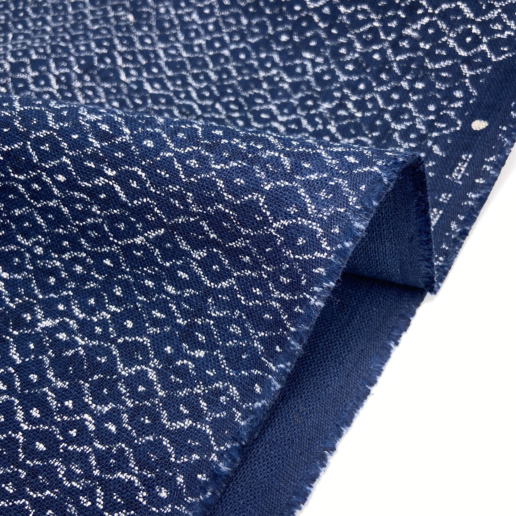 Japanese Cotton Uneven Yarns Sheeting Print - Indigo Staggered Wave