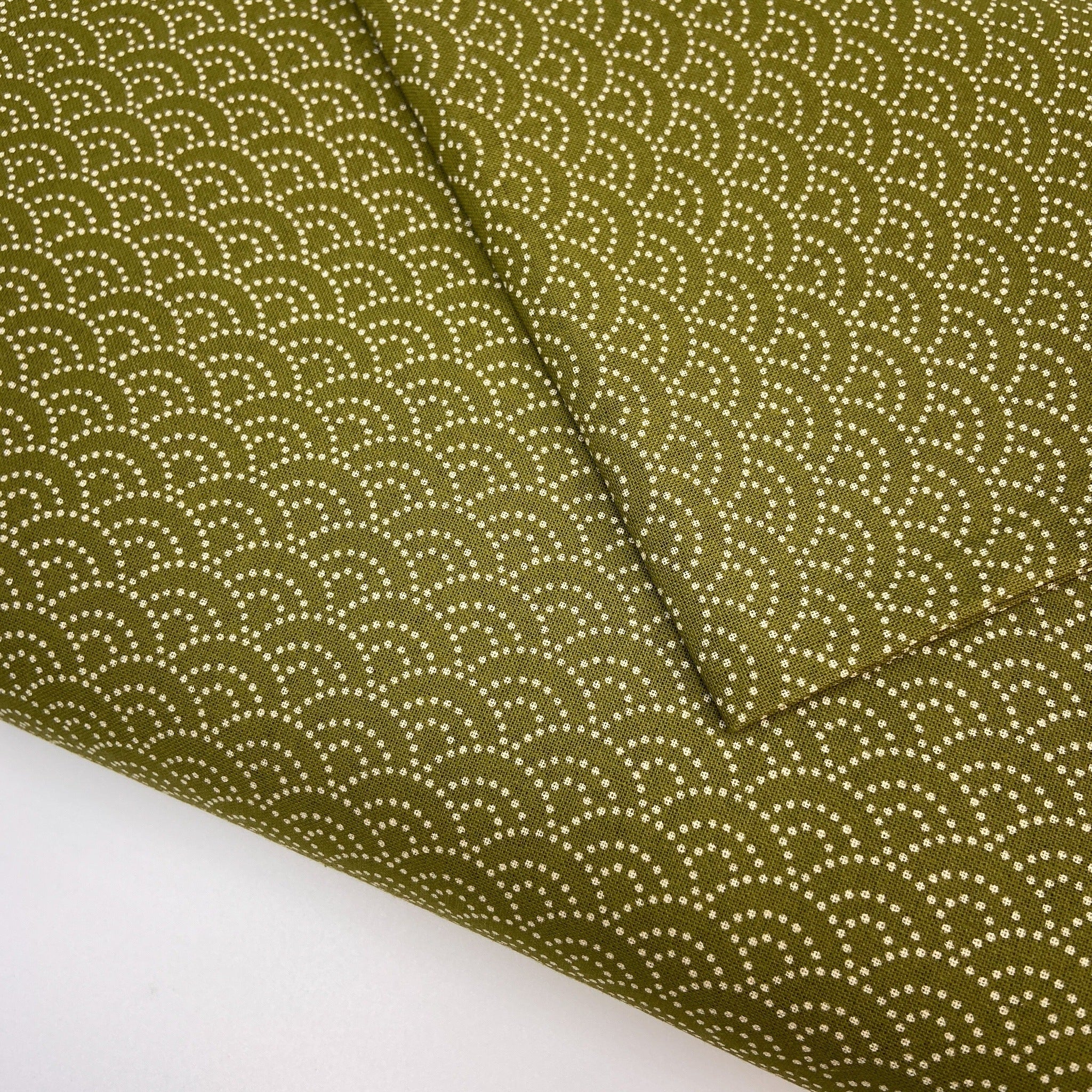 Japanese Cotton Sheeting Print - Waves Warbler Green