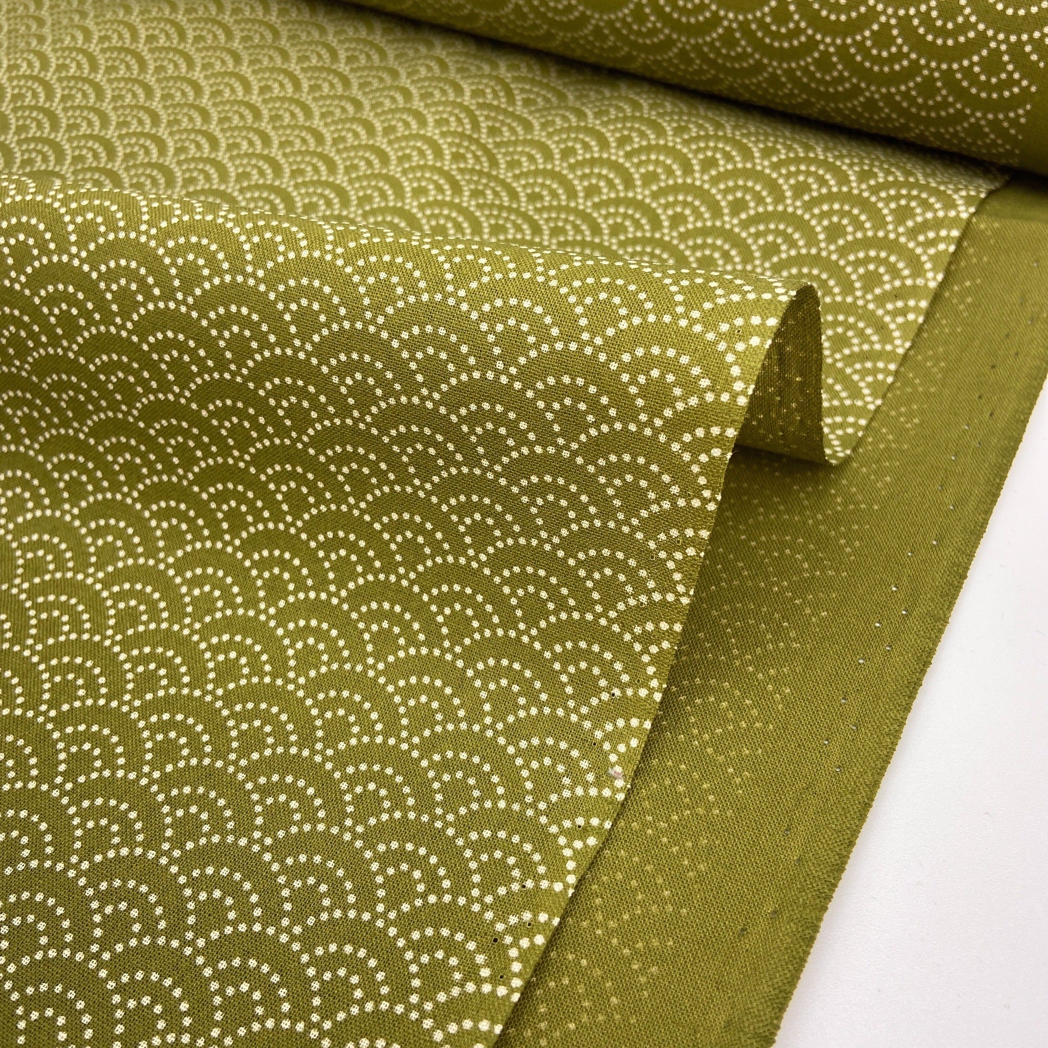 Japanese Cotton Sheeting Print - Waves Warbler Green