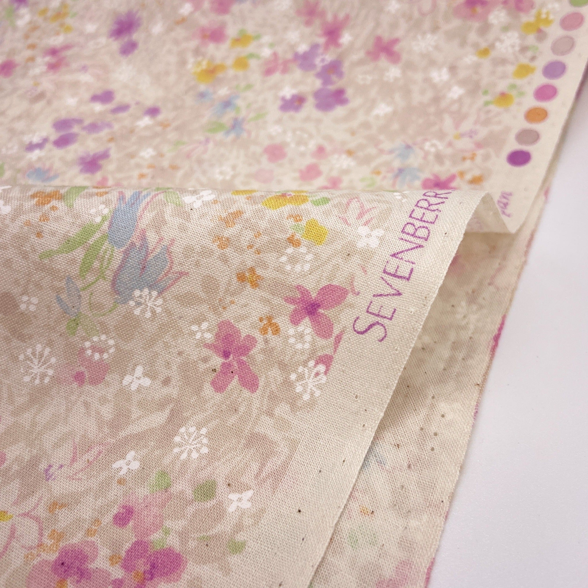Japanese Cotton Shirting Print - Small Floral Natural Lavender