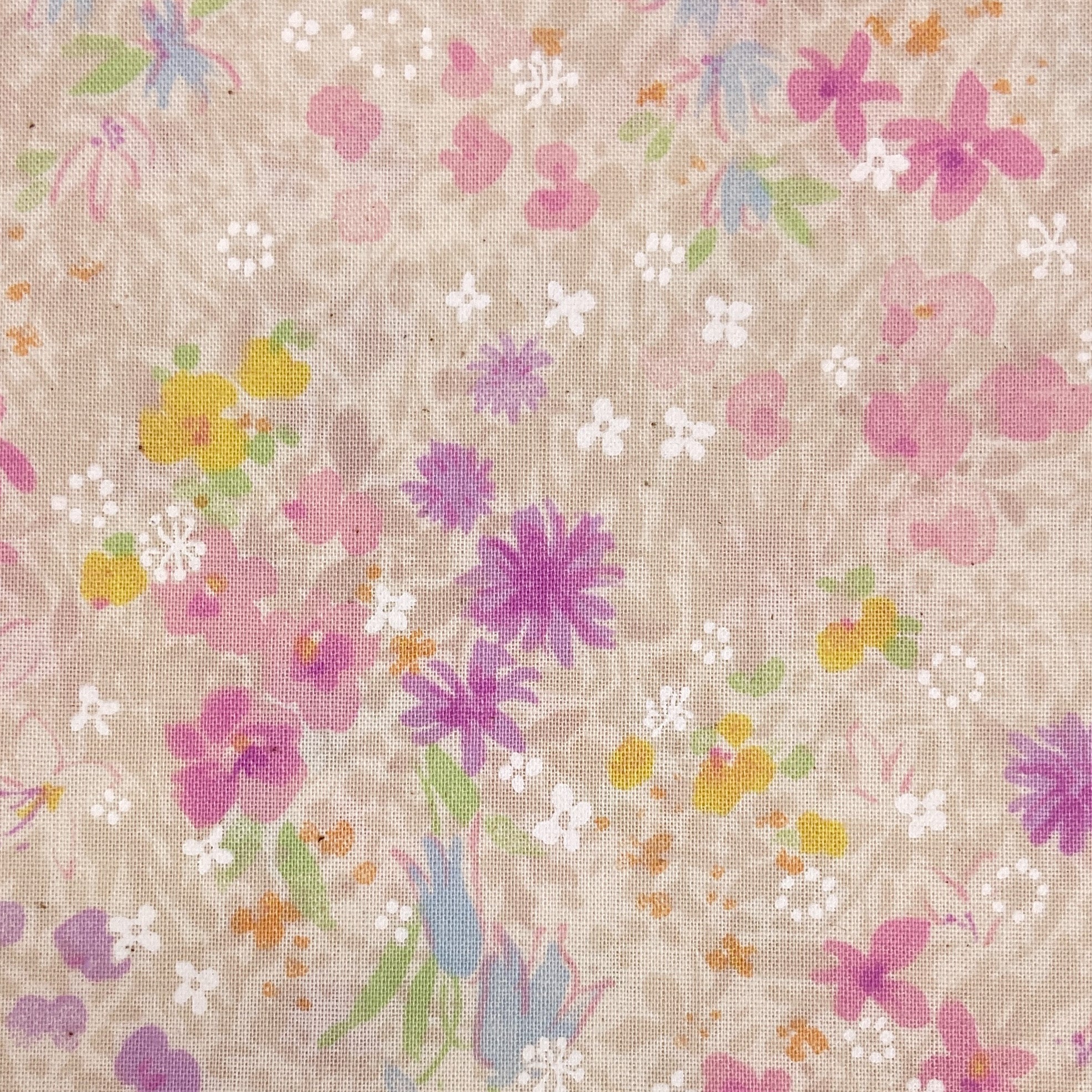 Japanese Cotton Shirting Print - Small Floral Natural Lavender