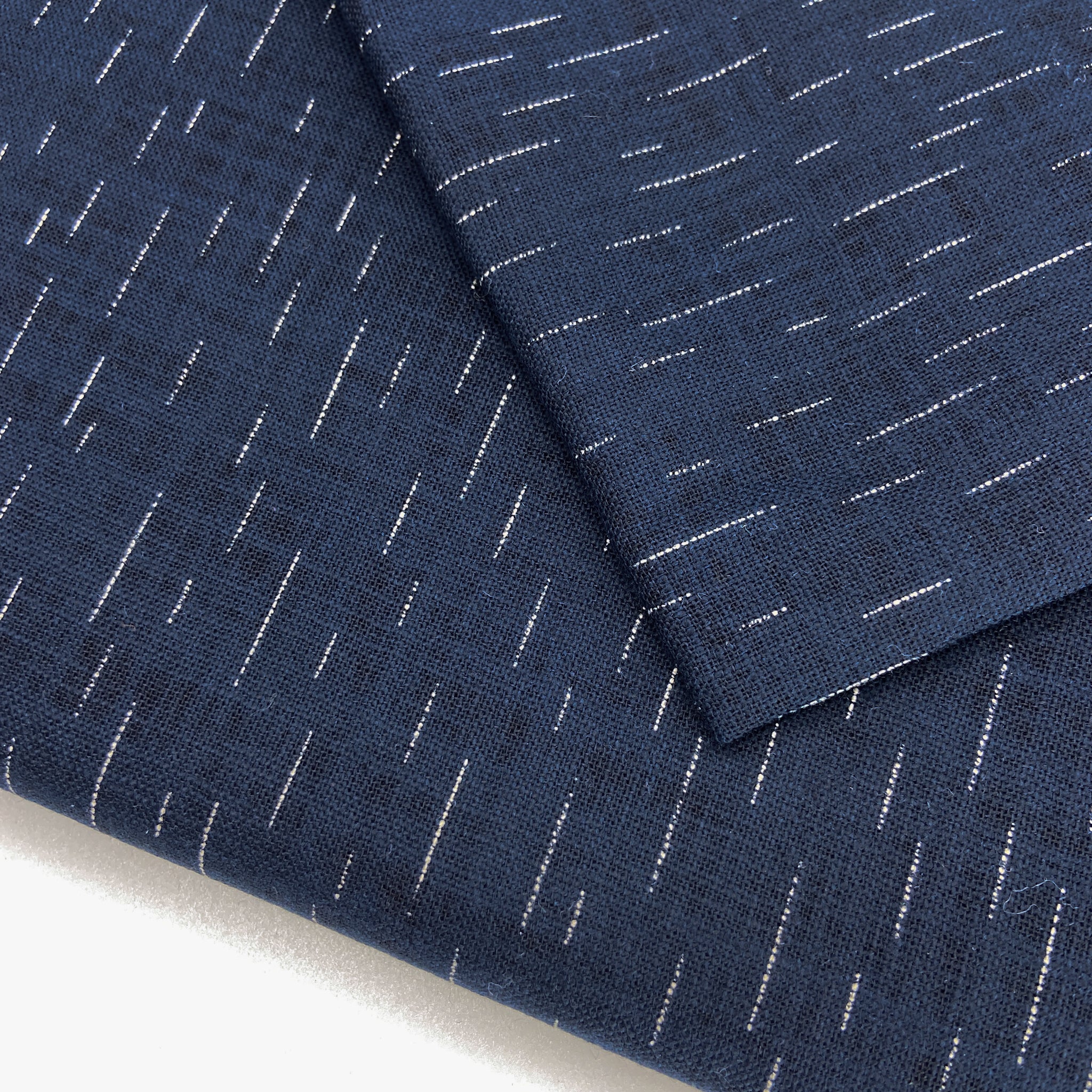 Japanese Cotton Uneven Yarns Sheeting Print - Indigo Raindrops
