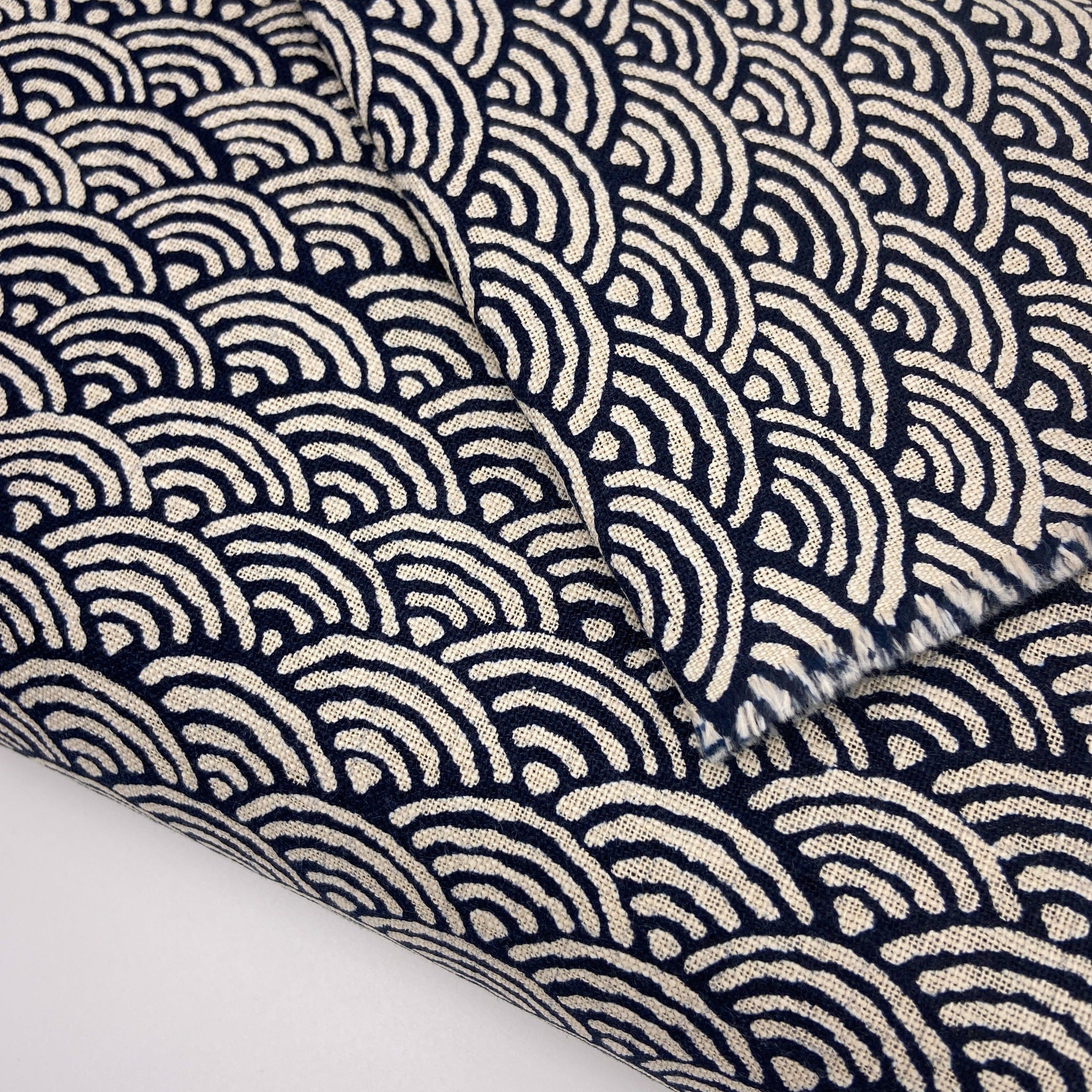 Japanese Cotton Uneven Yarns Sheeting Print - Indigo Waves