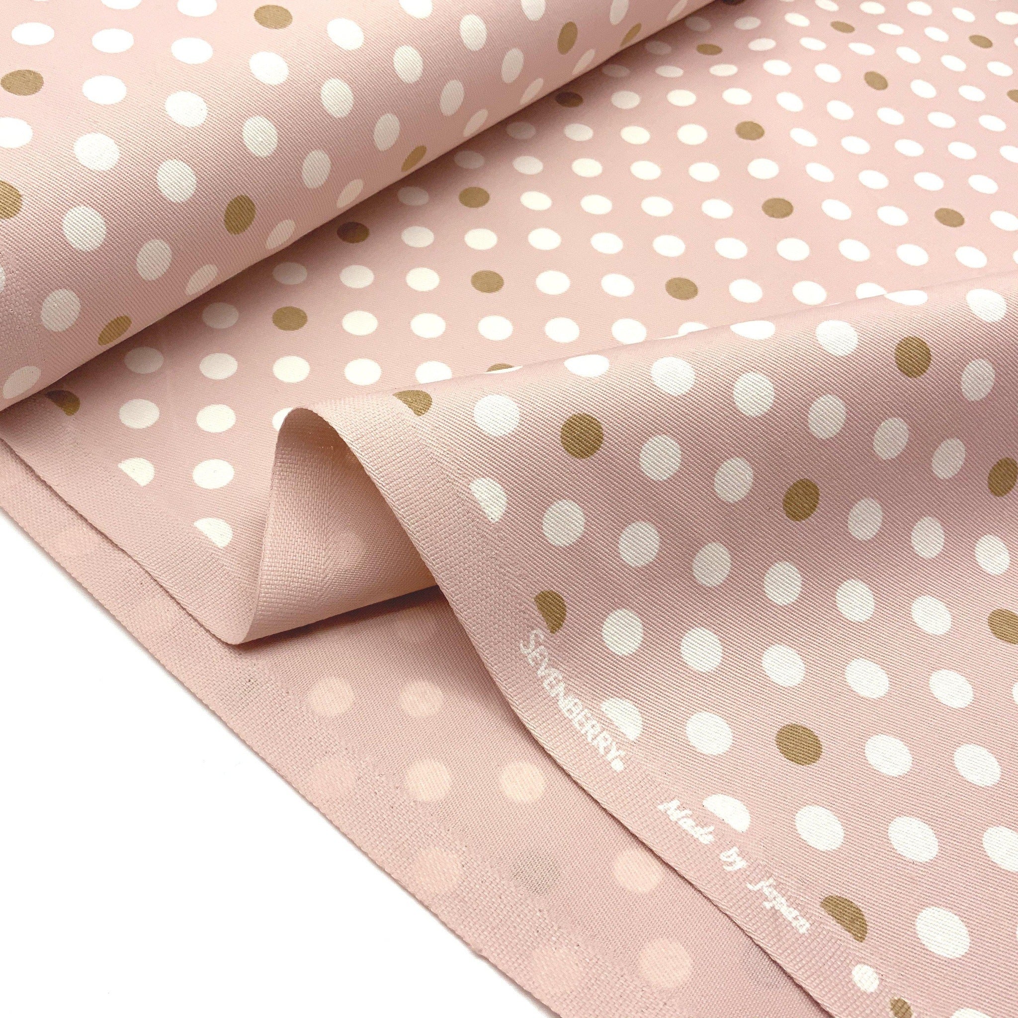 Japanese Cotton Antibacterial Catlight® Twill Print - Polka Dot Pink - Earth Indigo