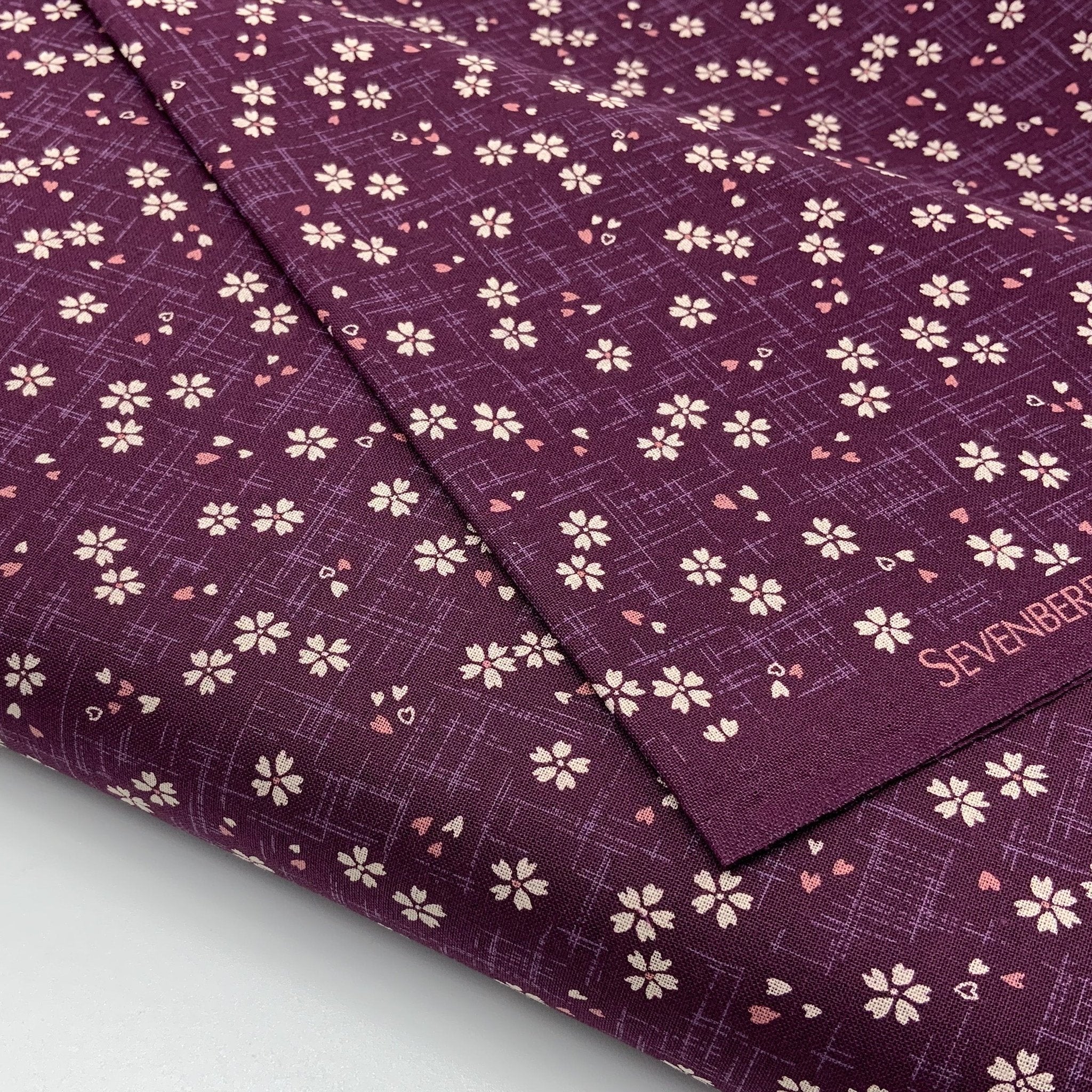 Japanese Cotton Sheeting Print - Cherry Blossom with Falling Petals Purple