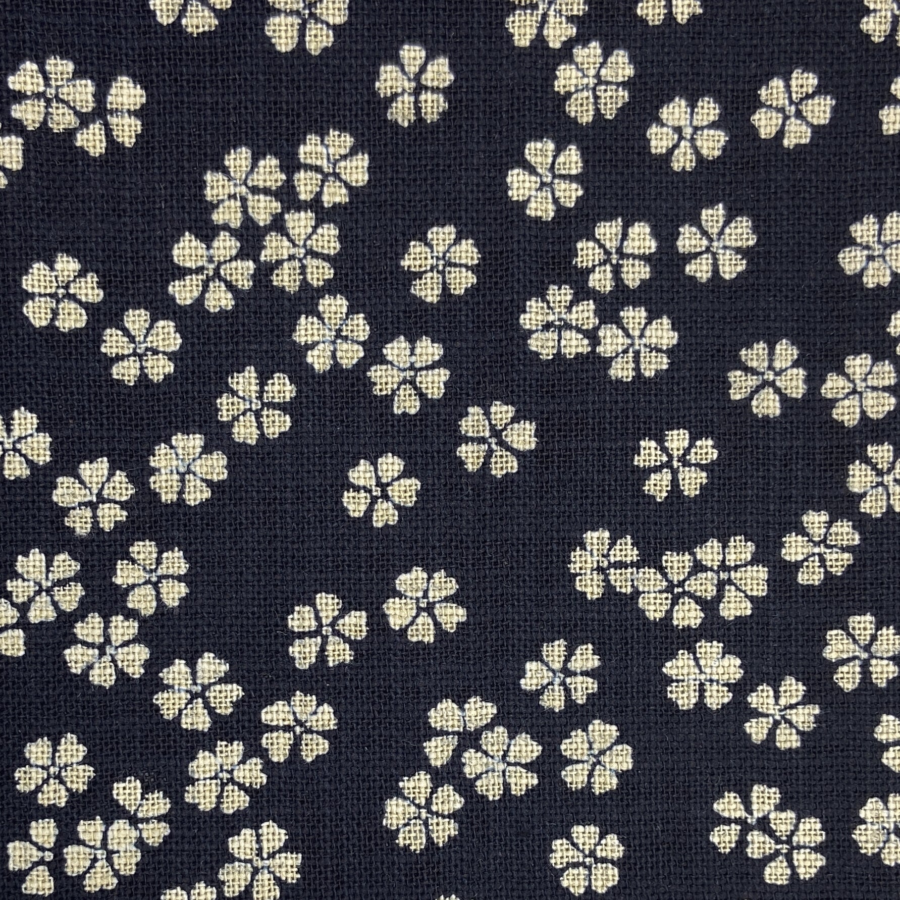 Japanese Cotton Uneven Yarns Sheeting Print - Indigo Cherry Blossoms