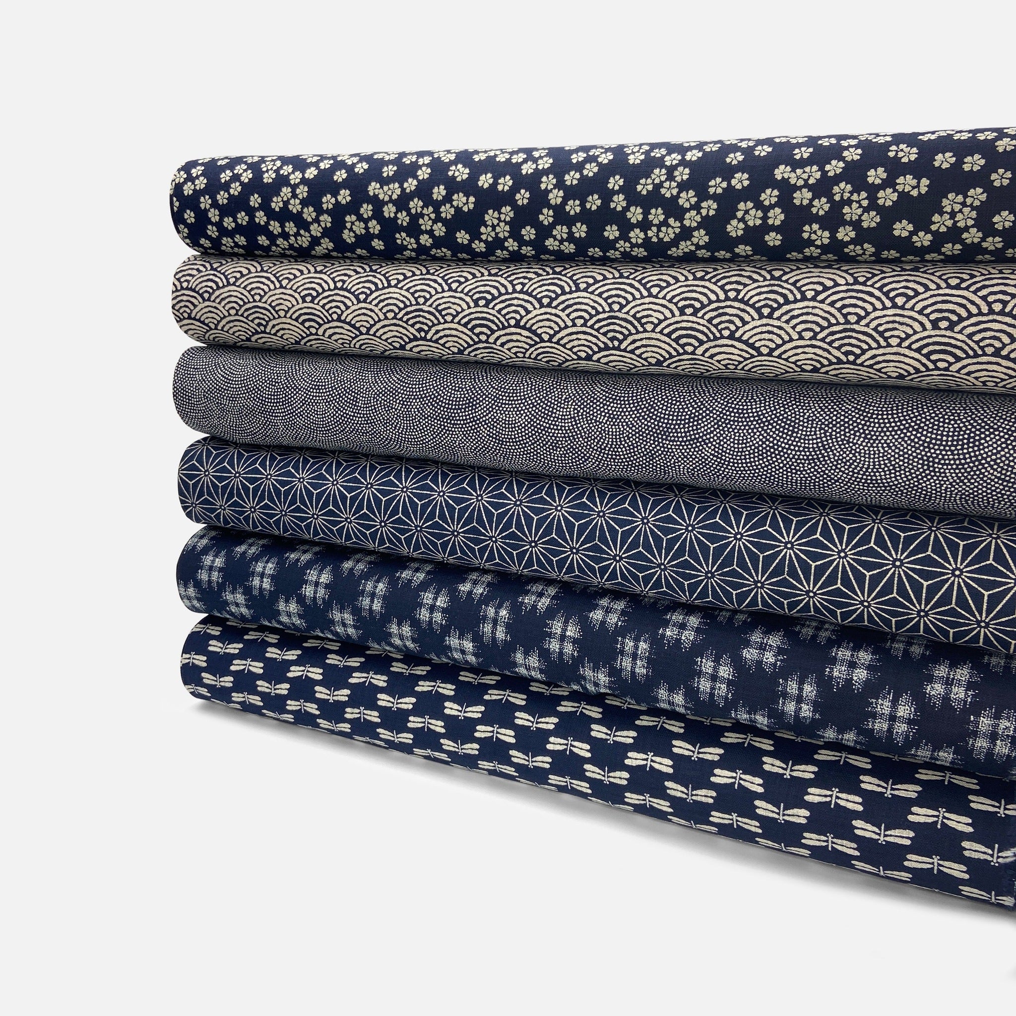 Japanese Cotton Uneven Yarns Sheeting Print - Indigo Wave