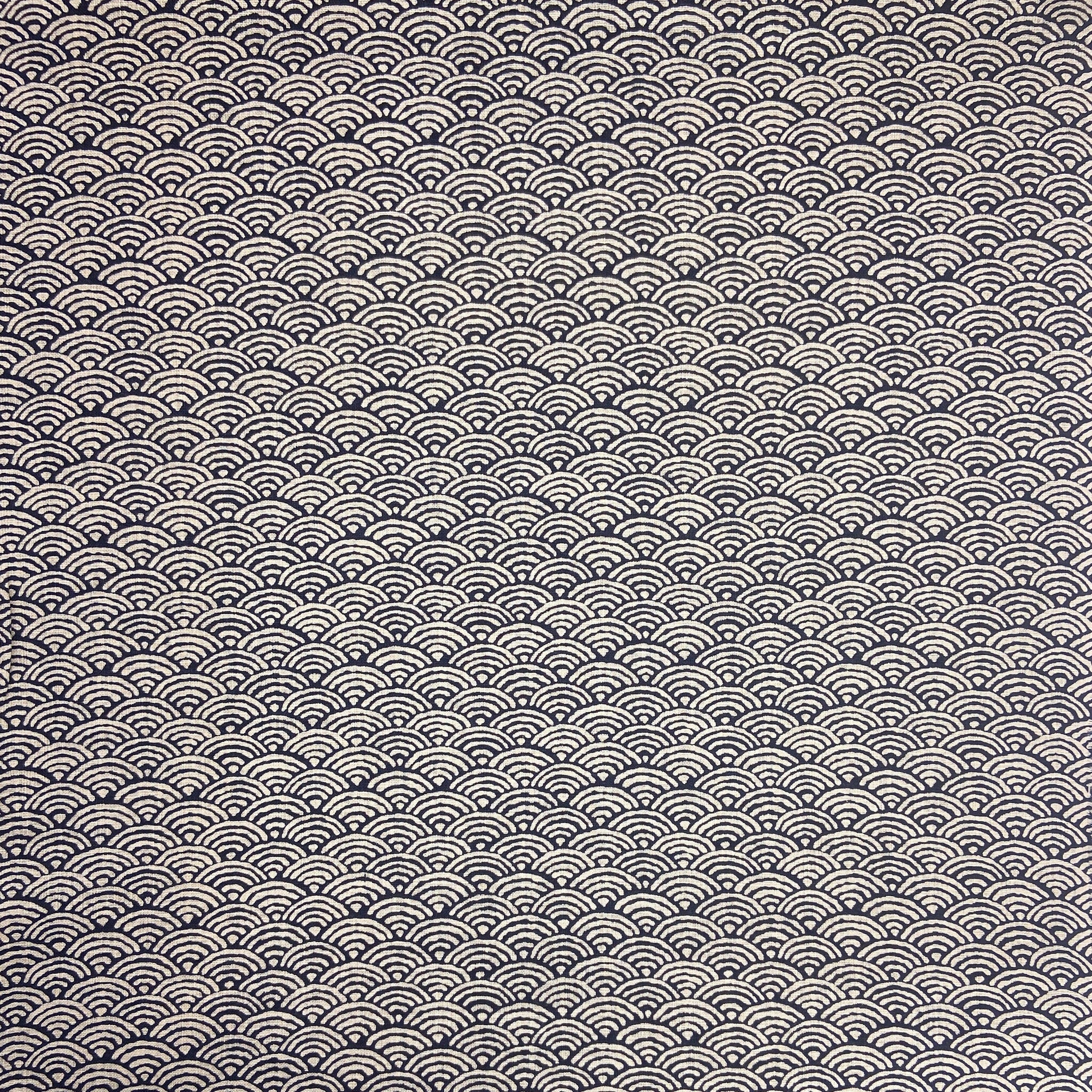 Japanese Cotton Uneven Yarns Sheeting Print - Indigo Wave