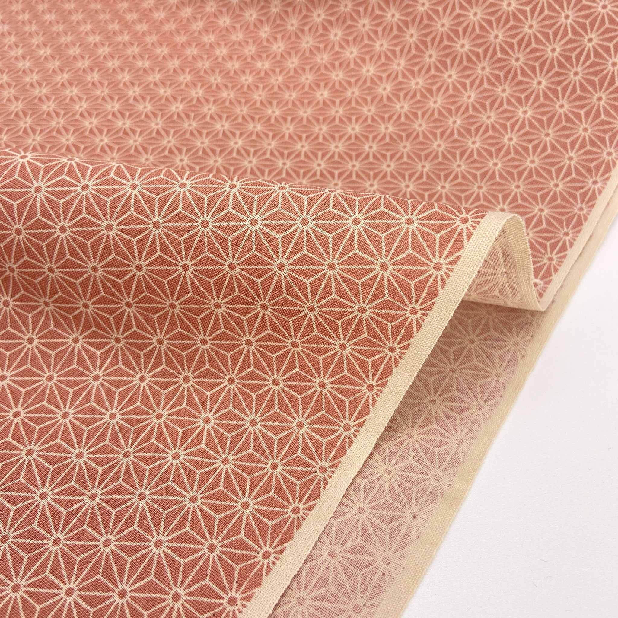 Japanese Cotton Sheeting Print - Hemp Leaves Cherry Pink - Earth Indigo