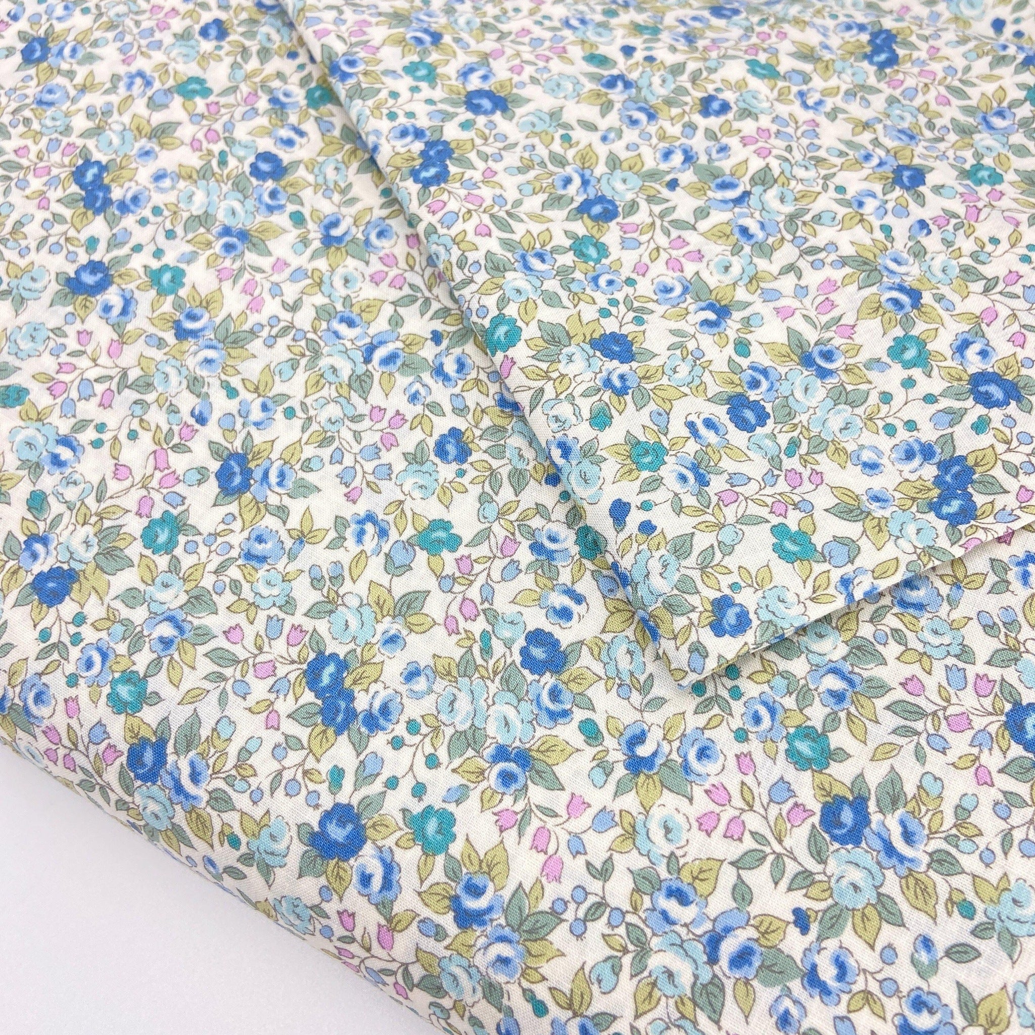 Japanese Cotton Broadcloth Print - Small Floral Blue - Earth Indigo