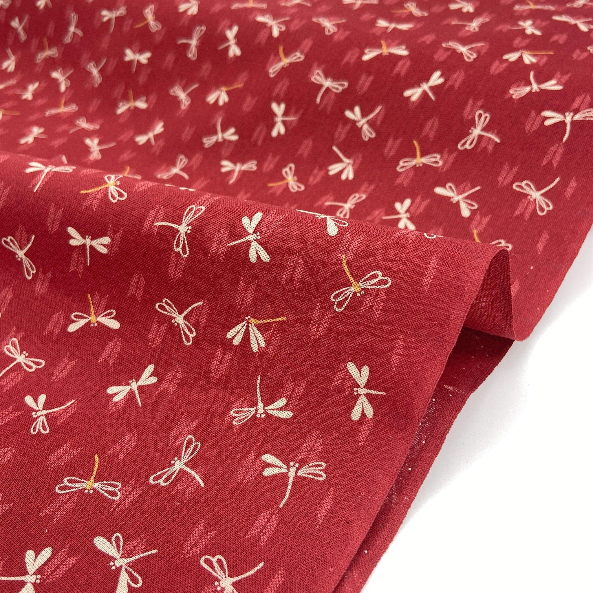 Japanese Cotton Sheeting Print - Dragonflies with Arrows Red - Earth Indigo