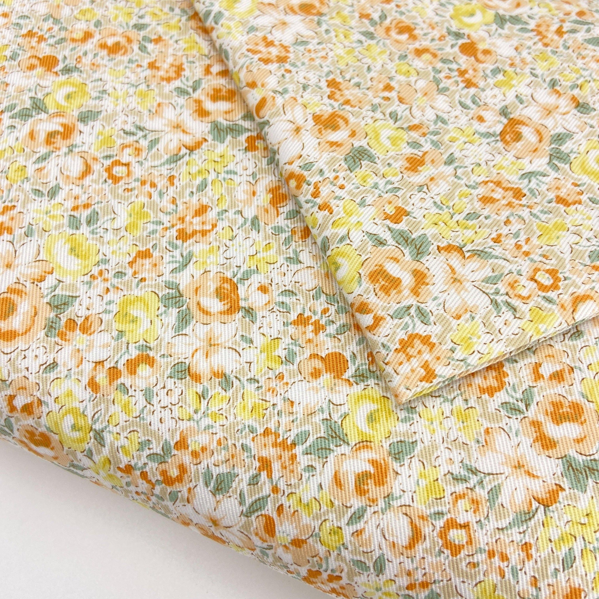 Japanese Cotton Twill Print - Small Floral Yellow - Earth Indigo