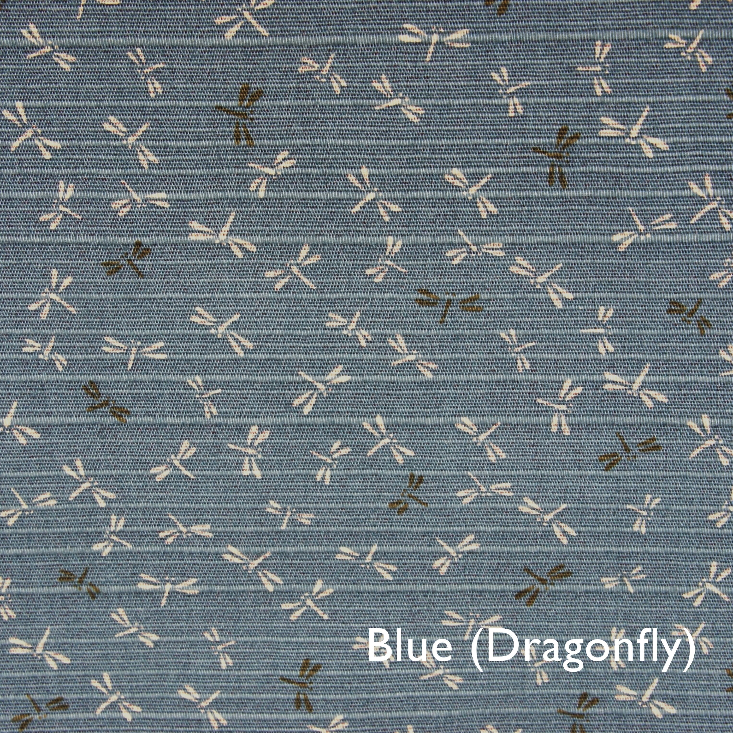 Japanese Cotton Dobby Double Sided Print - Blue Dragonfly and Red Shark Skin - Earth Indigo
