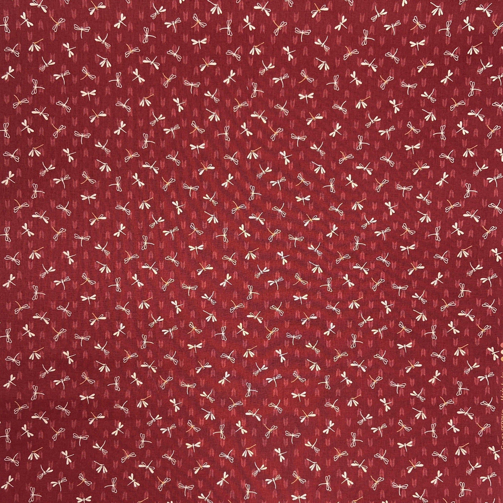 Japanese Cotton Sheeting Print - Dragonflies with Arrows Red - Earth Indigo