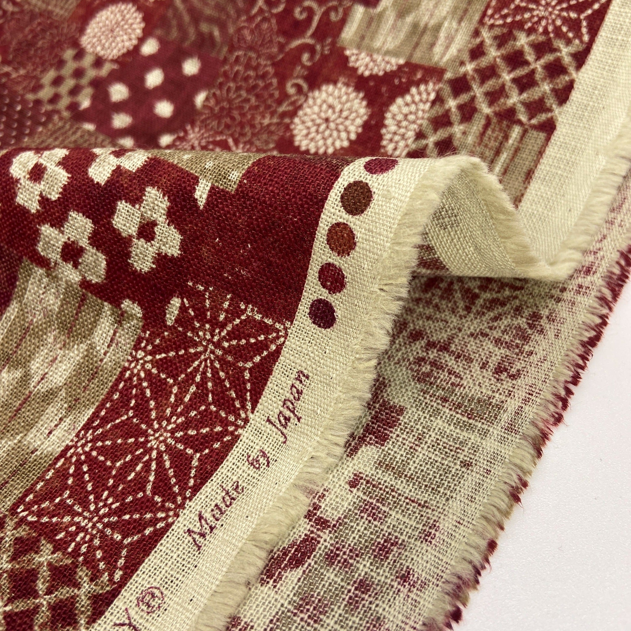 Japanese Cotton Uneven Yarns Sheeting Print - Patchwork Red