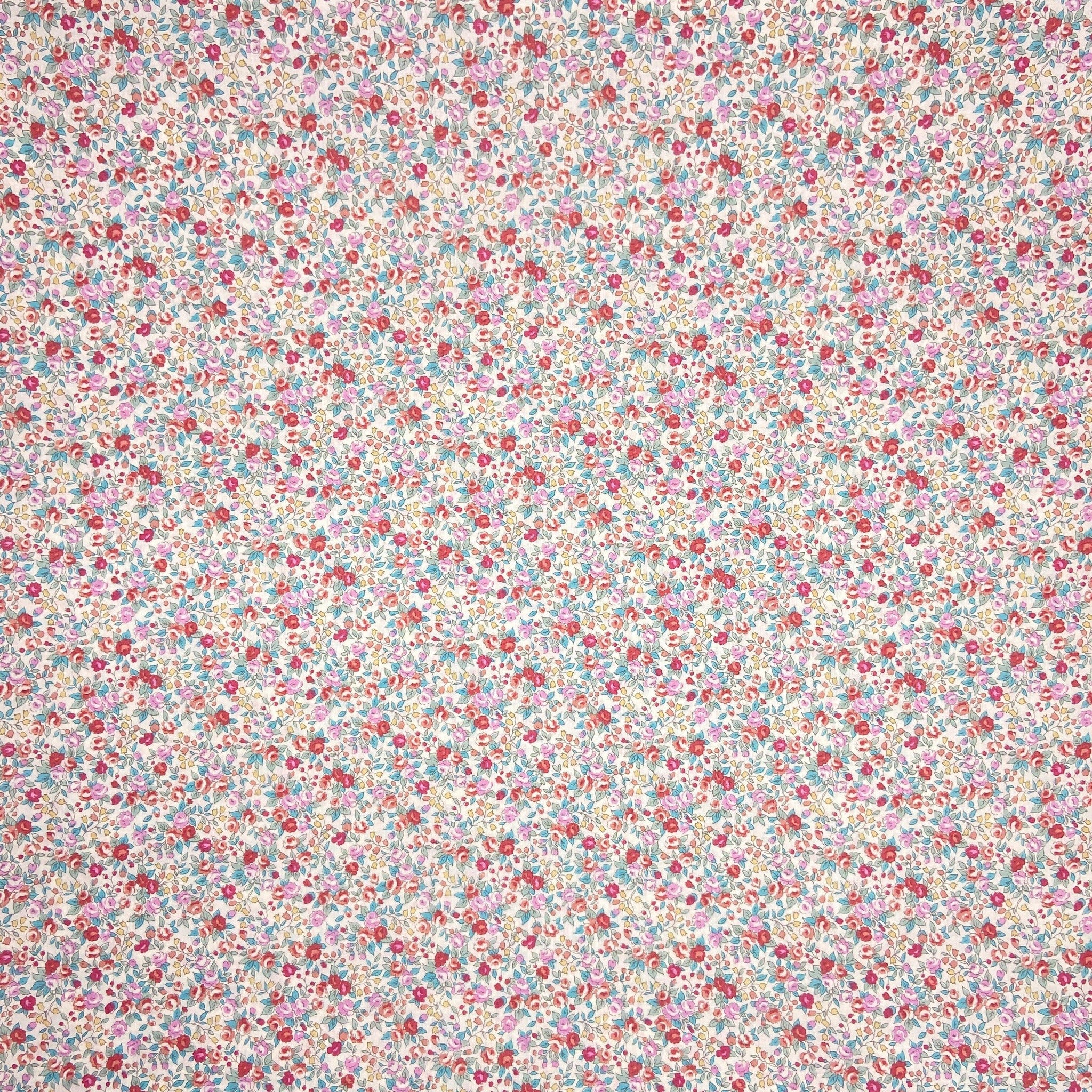 Japanese Cotton Broadcloth Print - Small Floral Pink - Earth Indigo