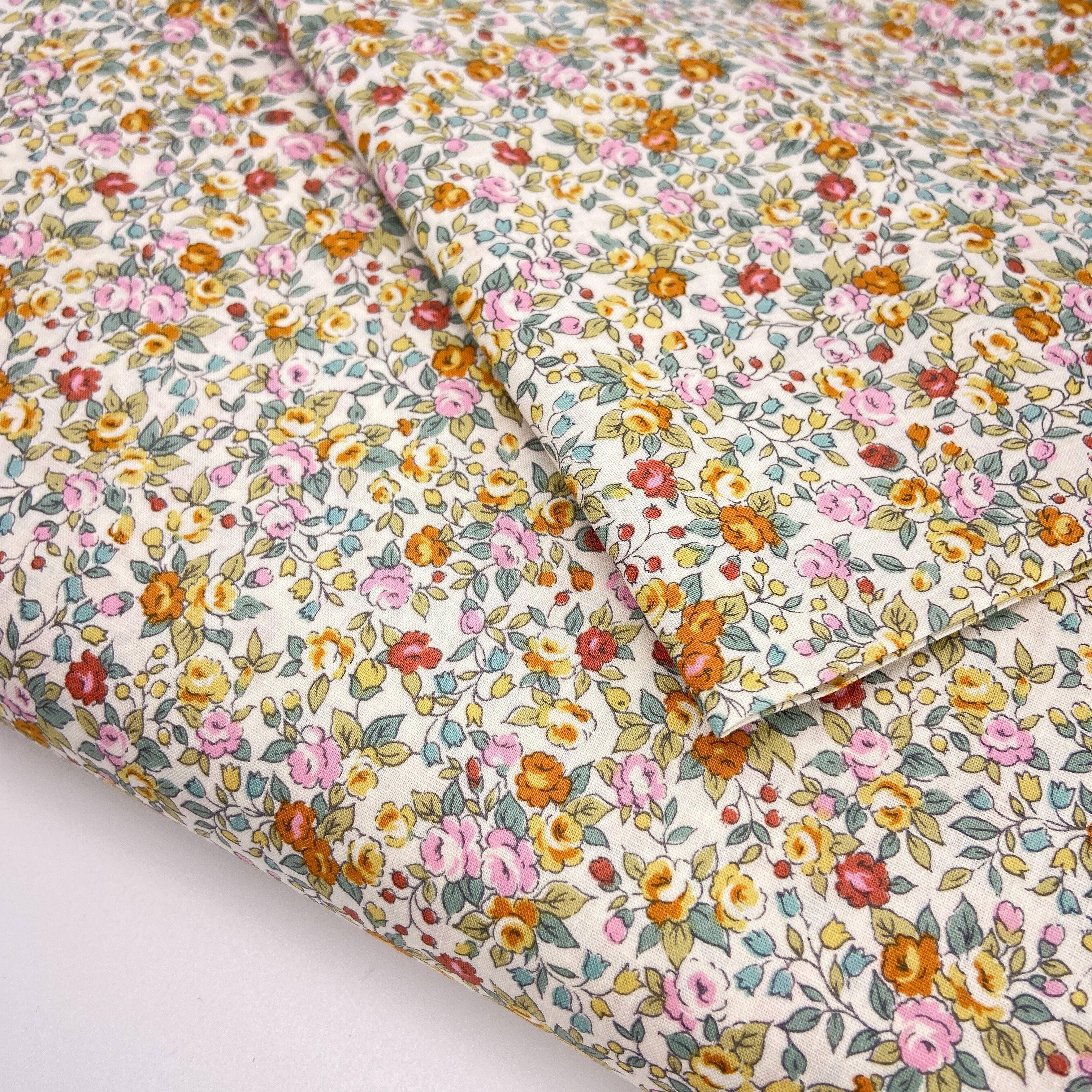 Japanese Cotton Broadcloth Print - Small Floral Yellow - Earth Indigo