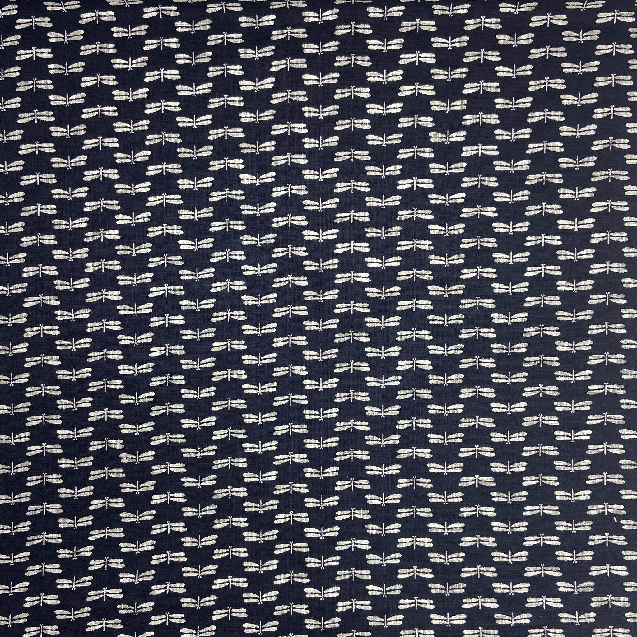 Japanese Cotton Uneven Yarns Sheeting Print - Indigo Dragonflies