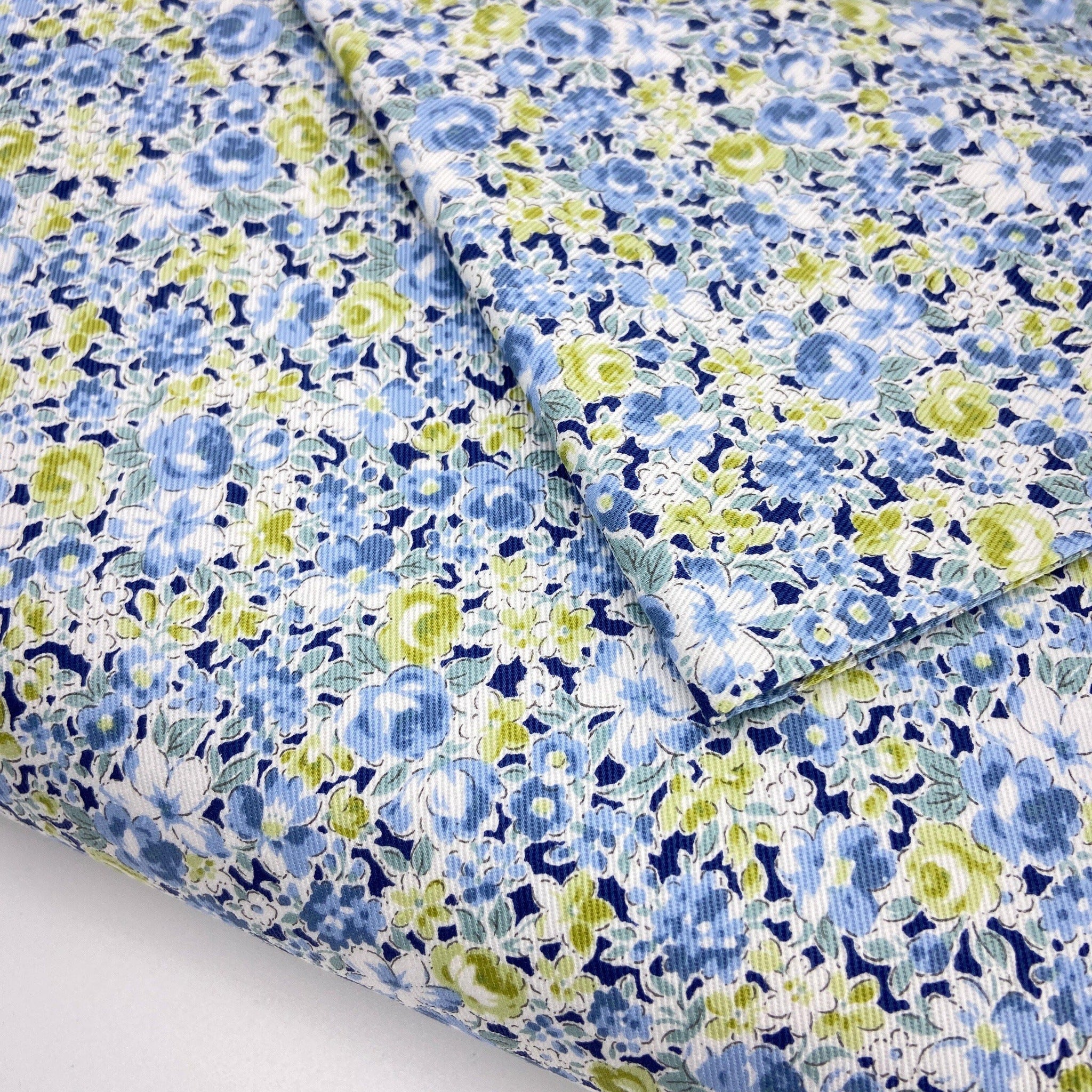 Japanese Cotton Twill Print - Small Floral Blue - Earth Indigo