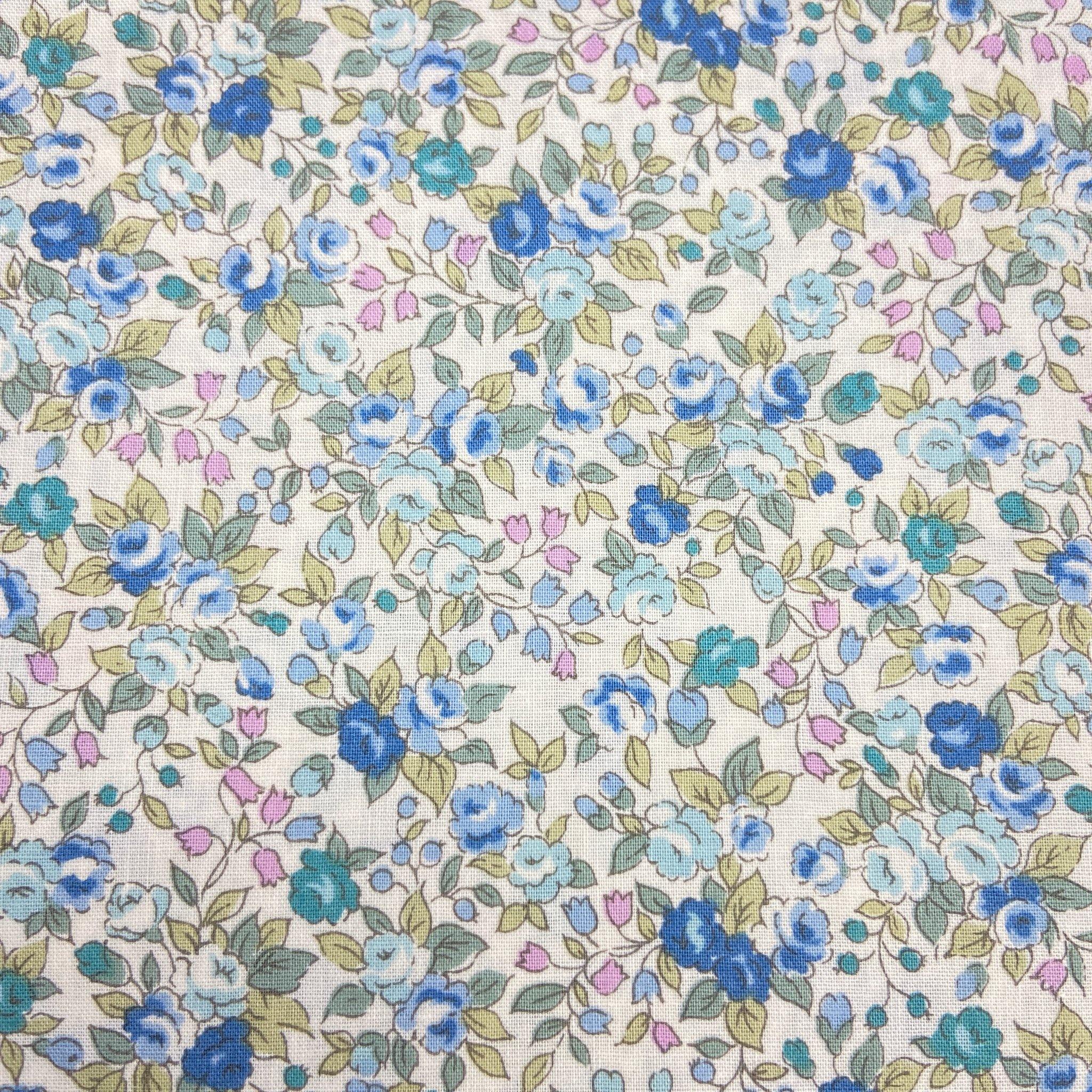 Japanese Cotton Broadcloth Print - Small Floral Blue - Earth Indigo