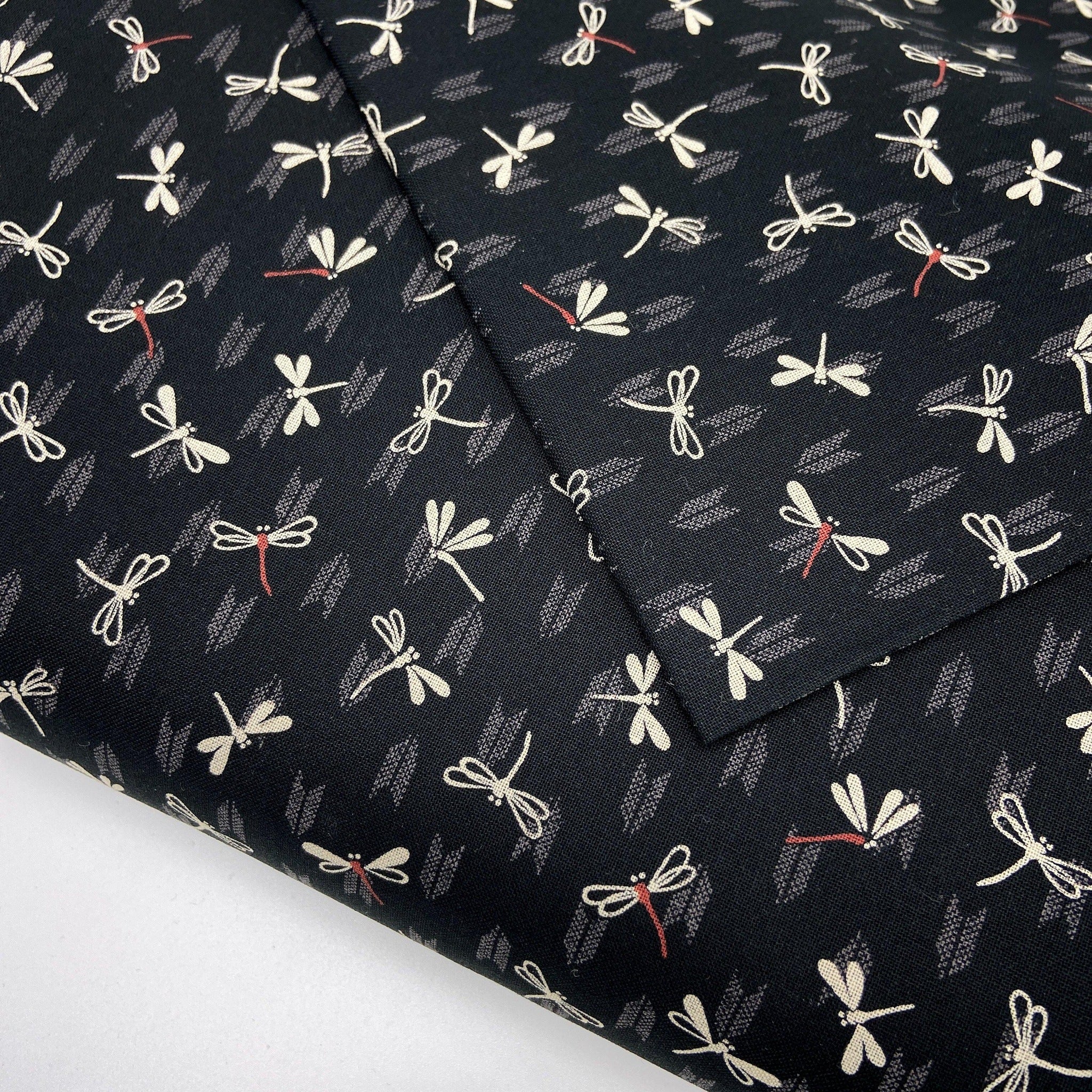 Japanese Cotton Sheeting Print - Dragonflies with Arrows Black - Earth Indigo