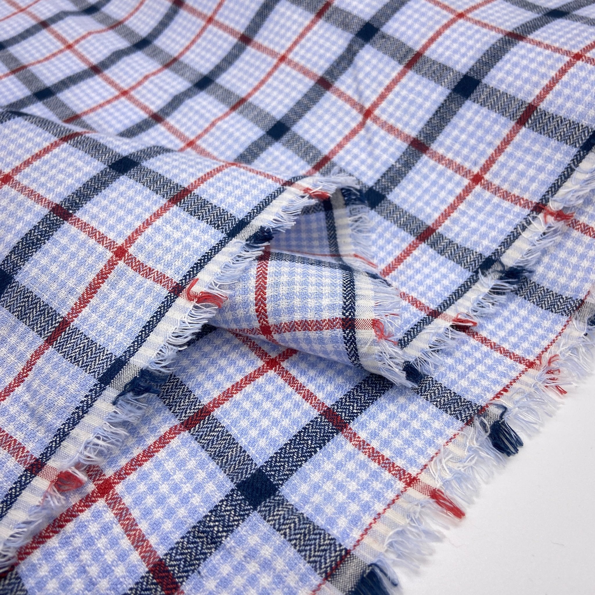 Linen Plaid - Blue and Red