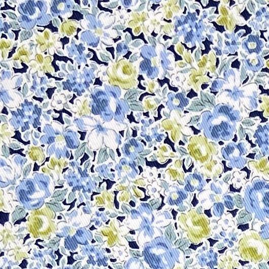 Japanese Cotton Twill Print - Small Floral Blue - Earth Indigo