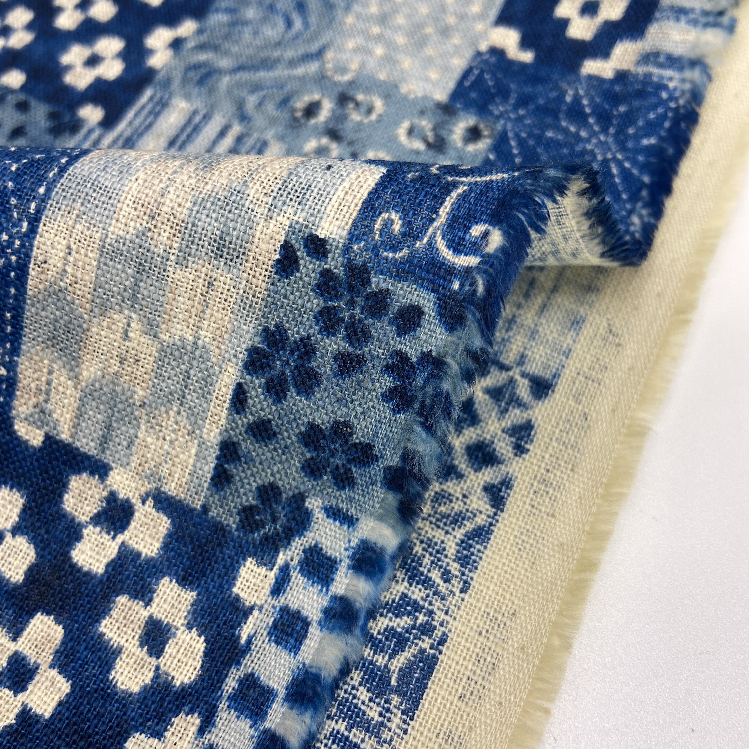 Japanese Cotton Uneven Yarns Sheeting Print - Patchwork Blue