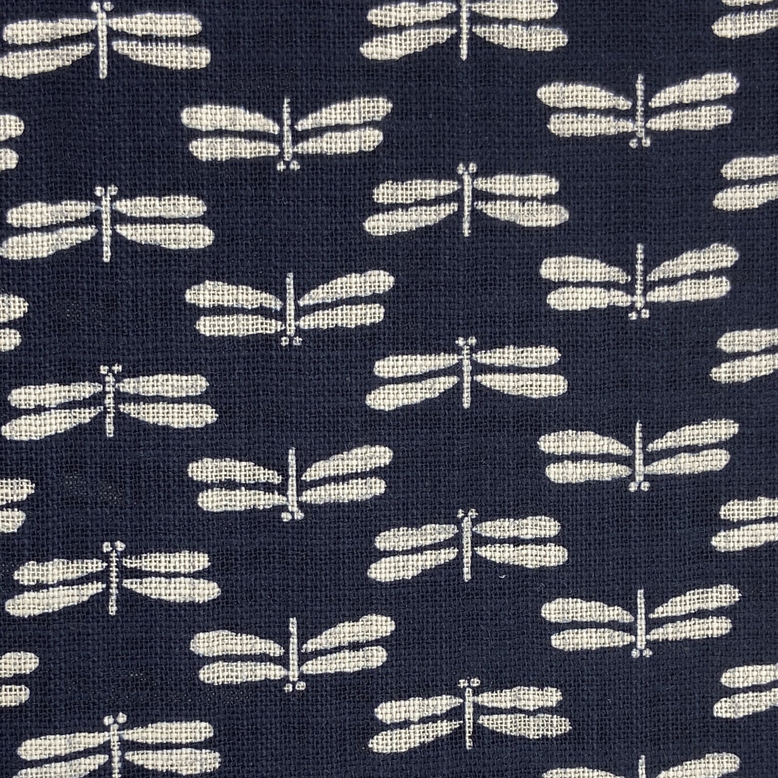 Japanese Cotton Uneven Yarns Sheeting Print - Indigo Dragonflies