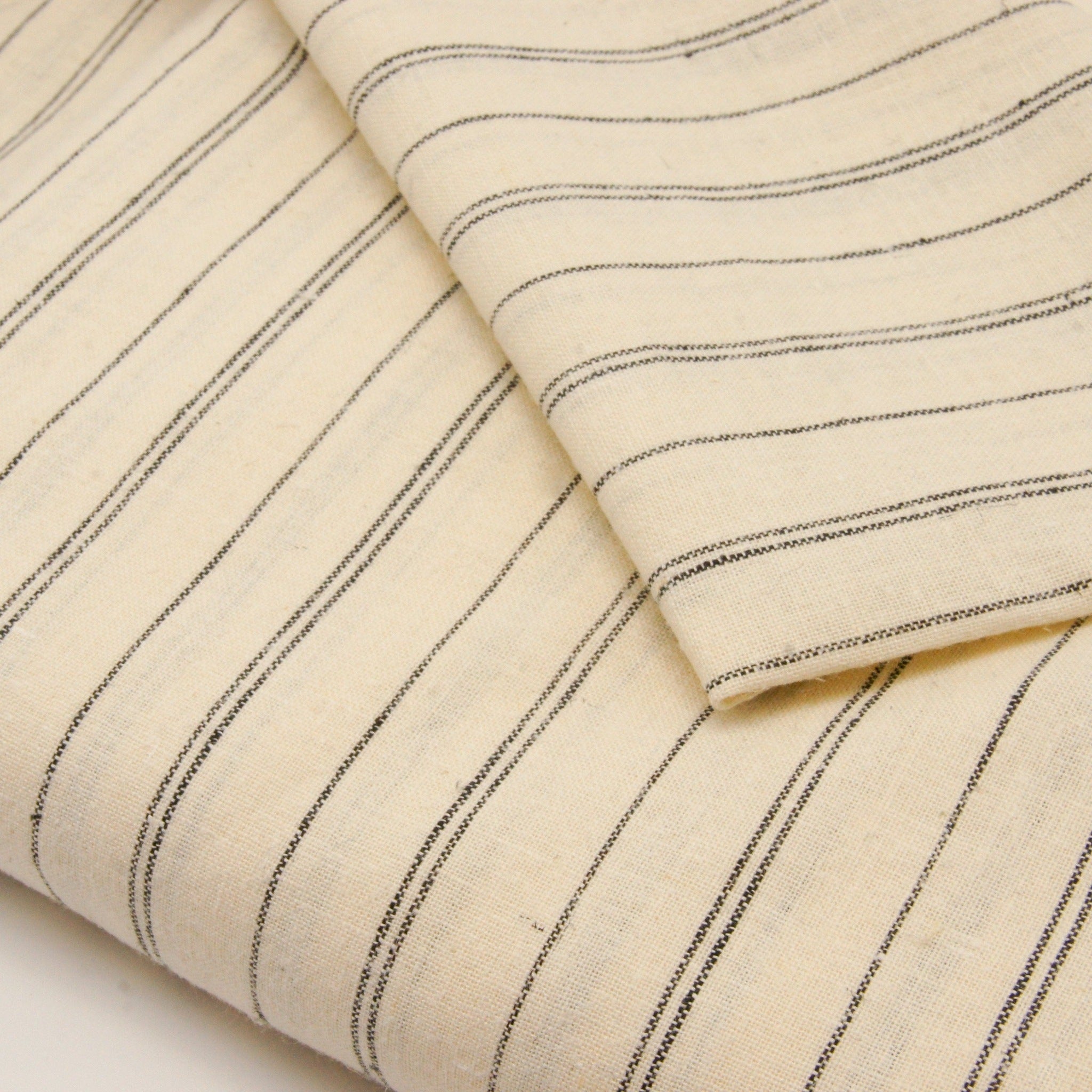 Hemp Organic Cotton Lightweight - Natural Stripe - woven - Earth Indigo