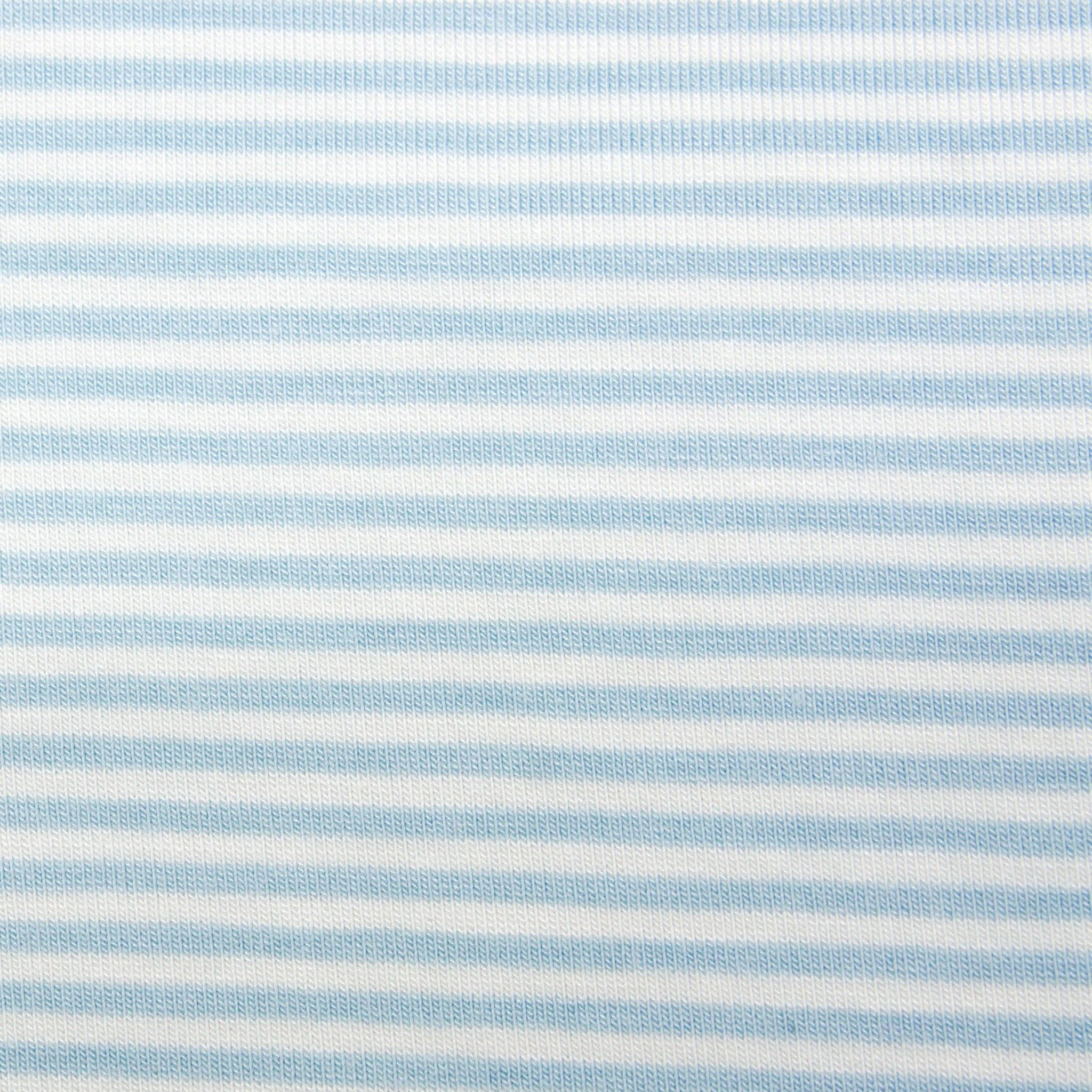Bamboo Organic Cotton Spandex Jersey -  Powder Blue 2mm Stripes - Earth Indigo