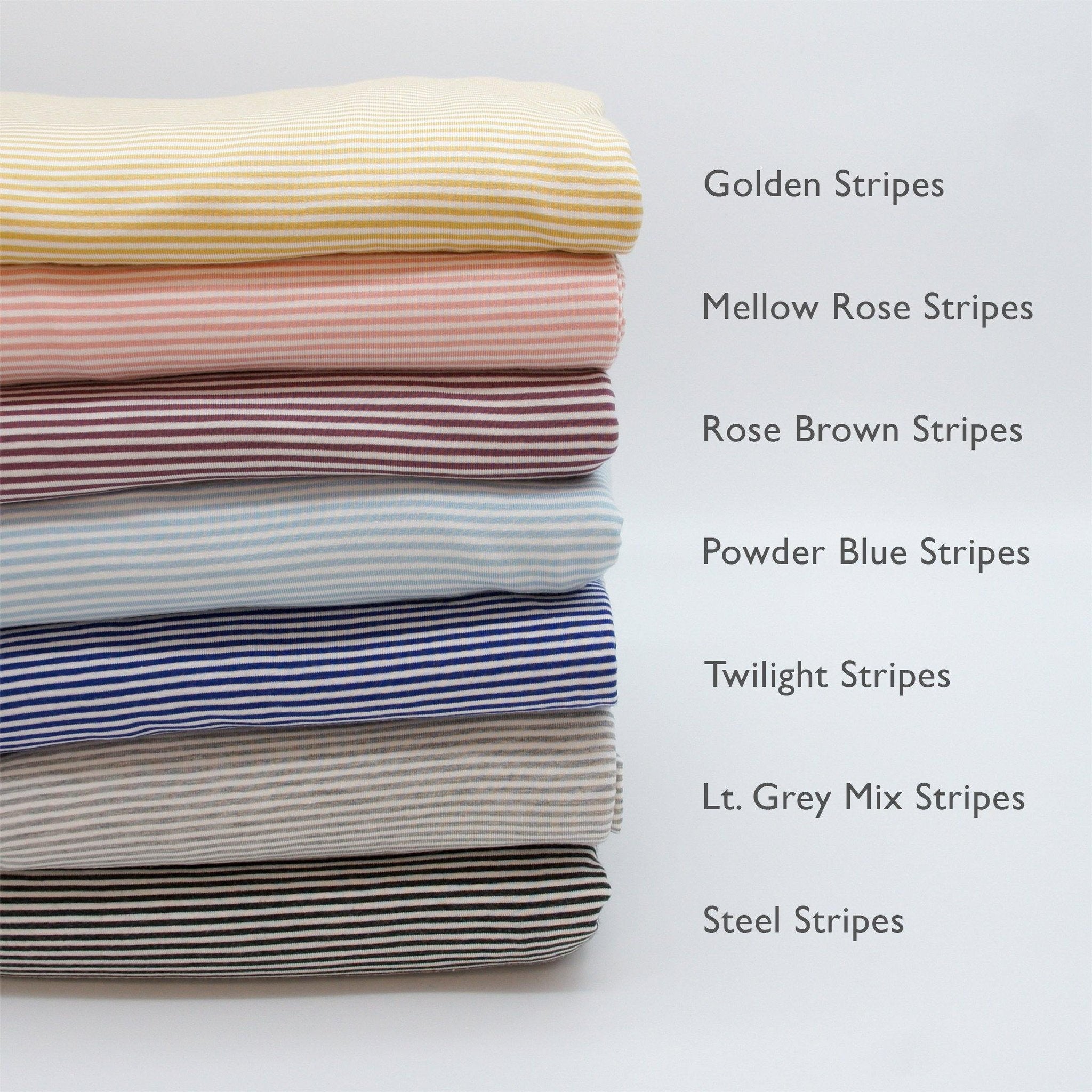 Bamboo Organic Cotton Spandex Jersey - Golden White 2mm Stripes - Earth Indigo