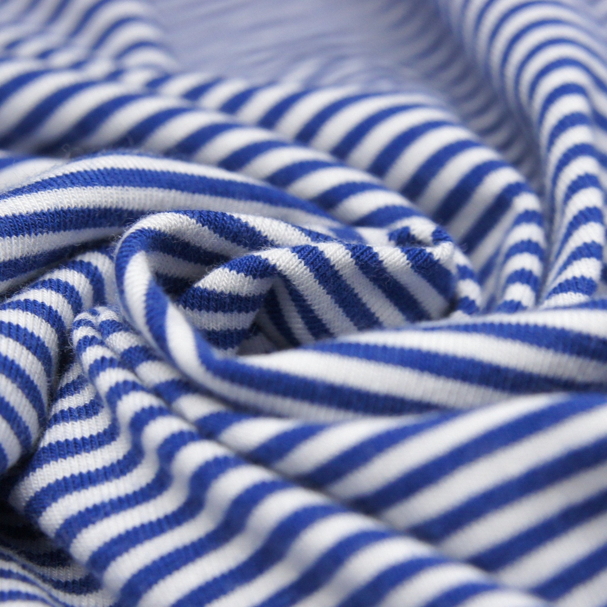 Bamboo Organic Cotton Spandex Jersey - Twilight White 2mm Stripes - Knit - Earth Indigo