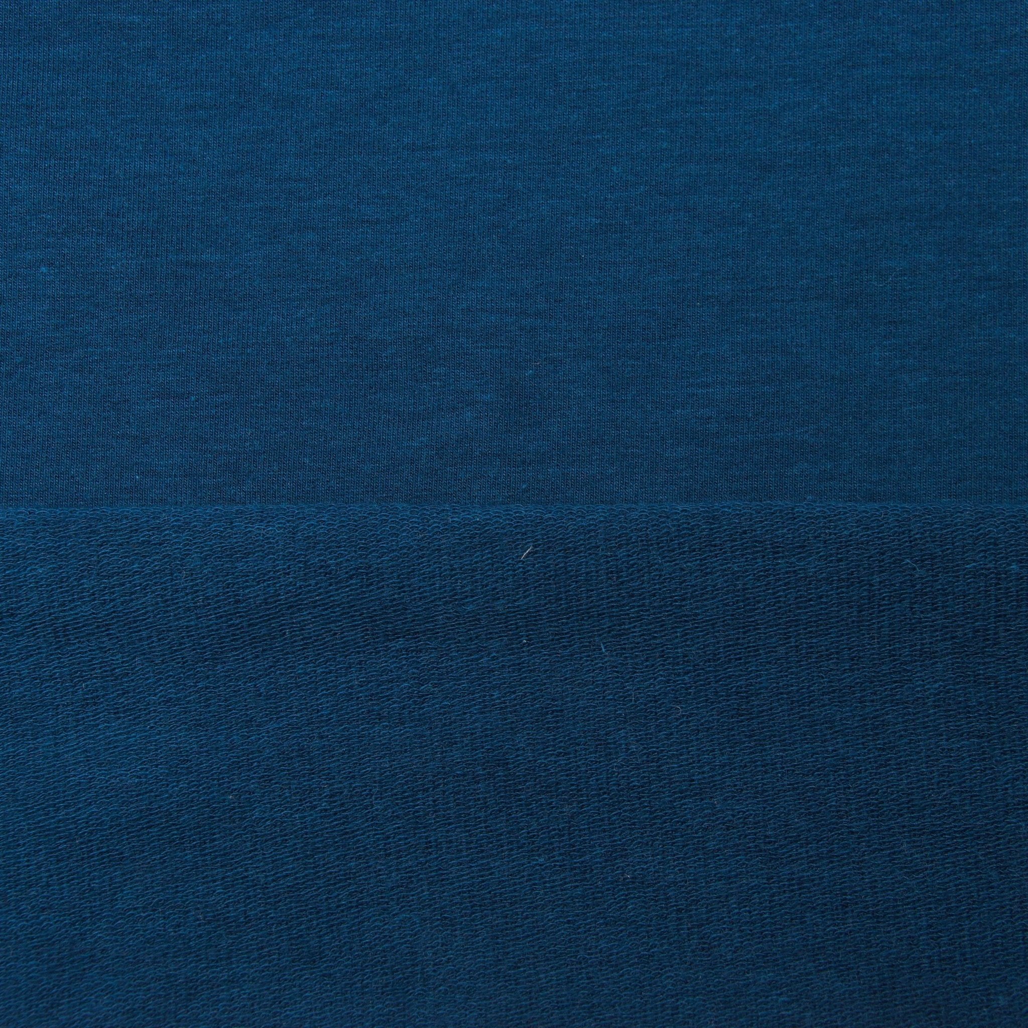 Tencel Organic Cotton Spandex French Terry Fabric - Moroccan Blue - Knit - Earth Indigo