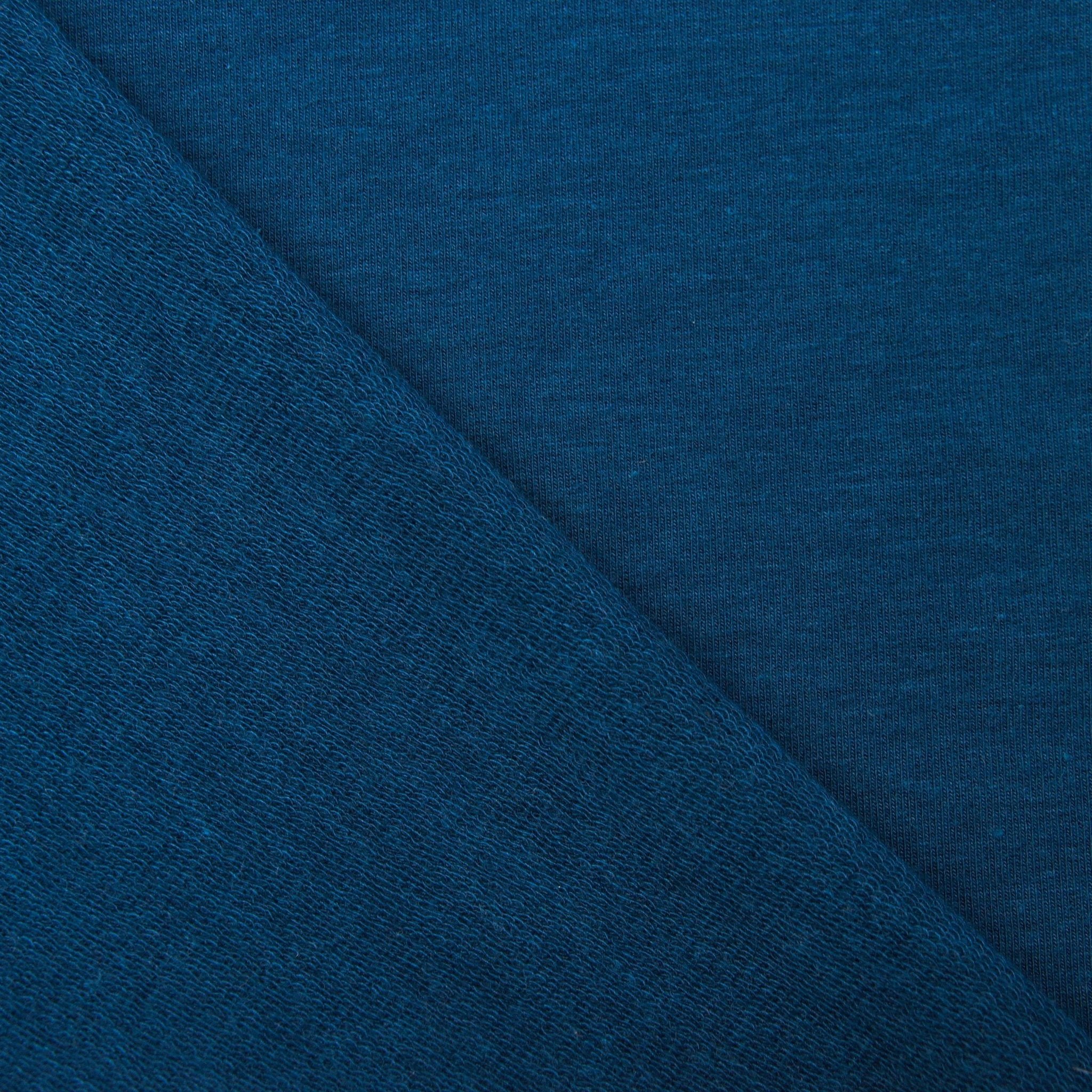 Tencel Organic Cotton Spandex French Terry Fabric - Moroccan Blue - Knit - Earth Indigo